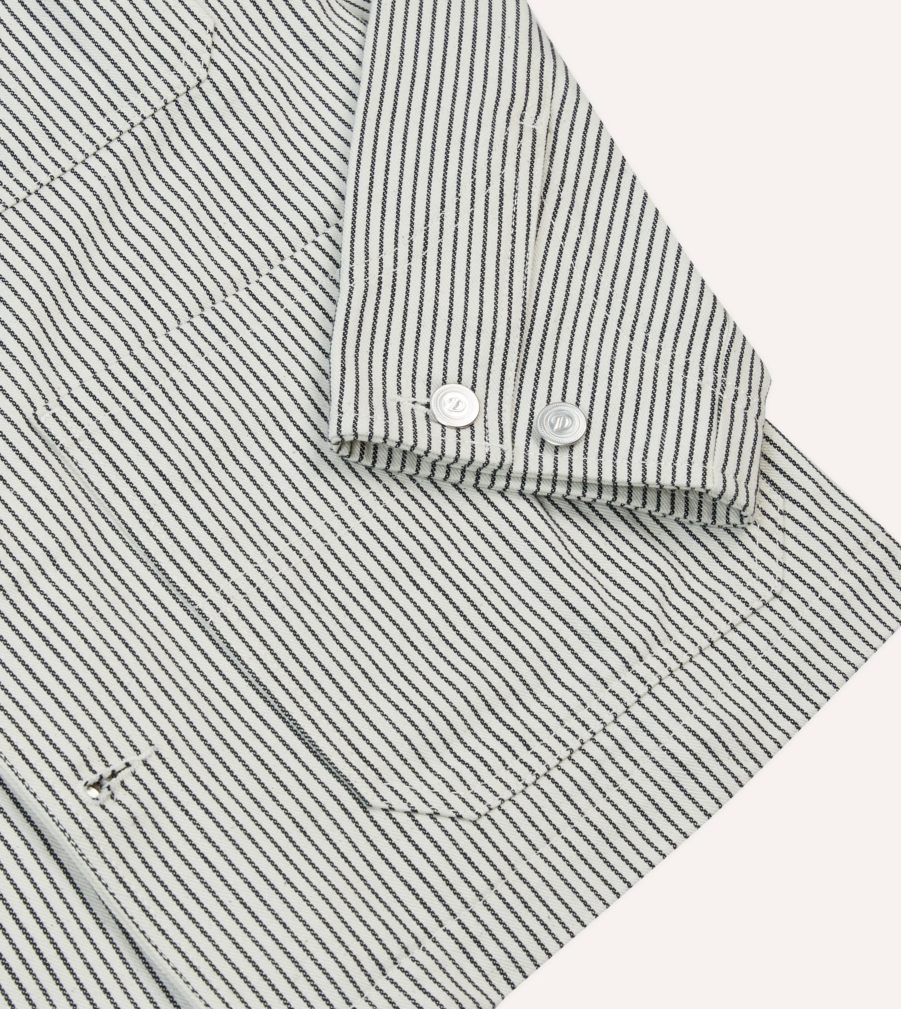 Navy and Ecru Stripe Cotton Stoker Jacket - Image 5