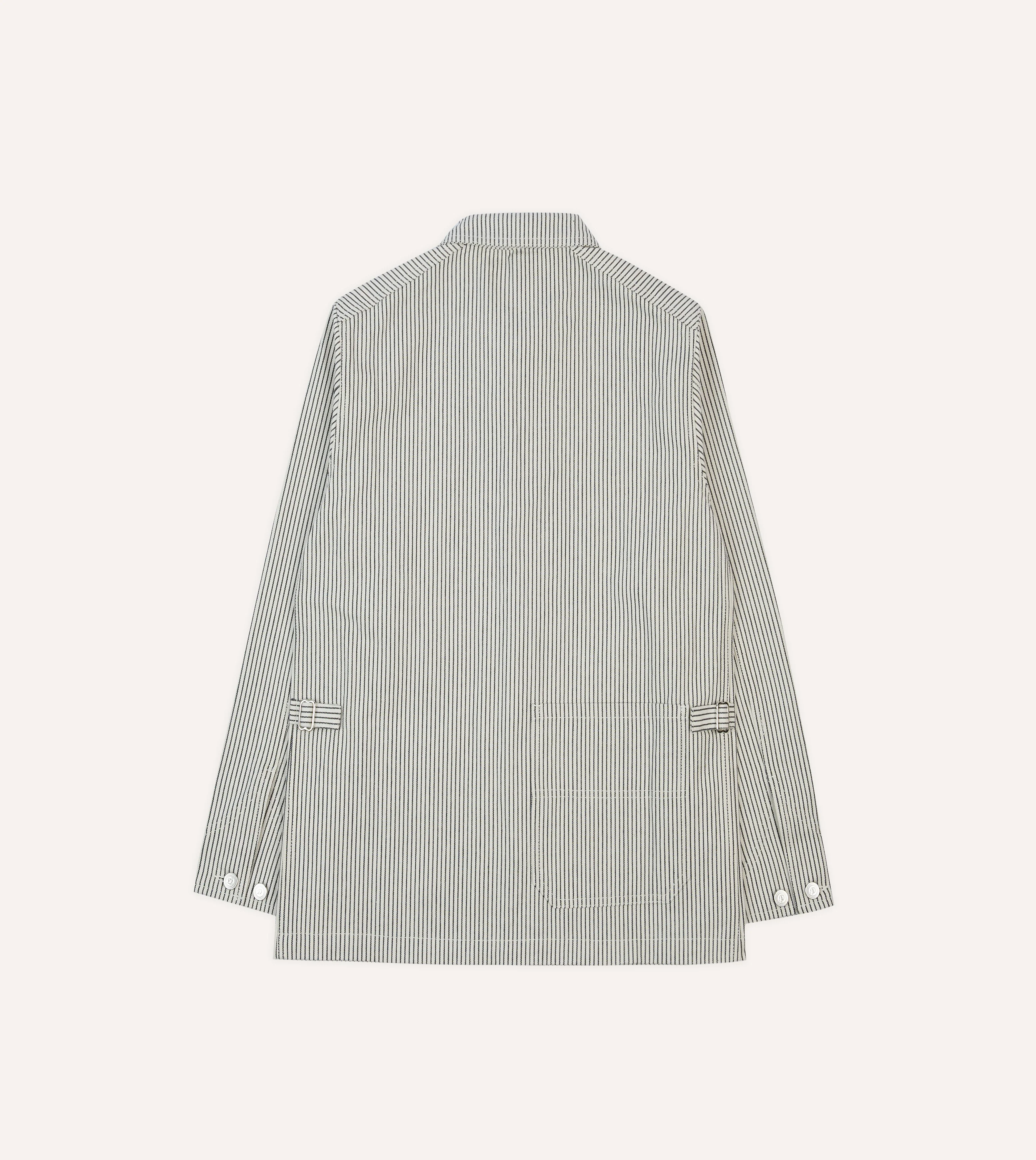Navy and Ecru Stripe Cotton Stoker Jacket - Image 9