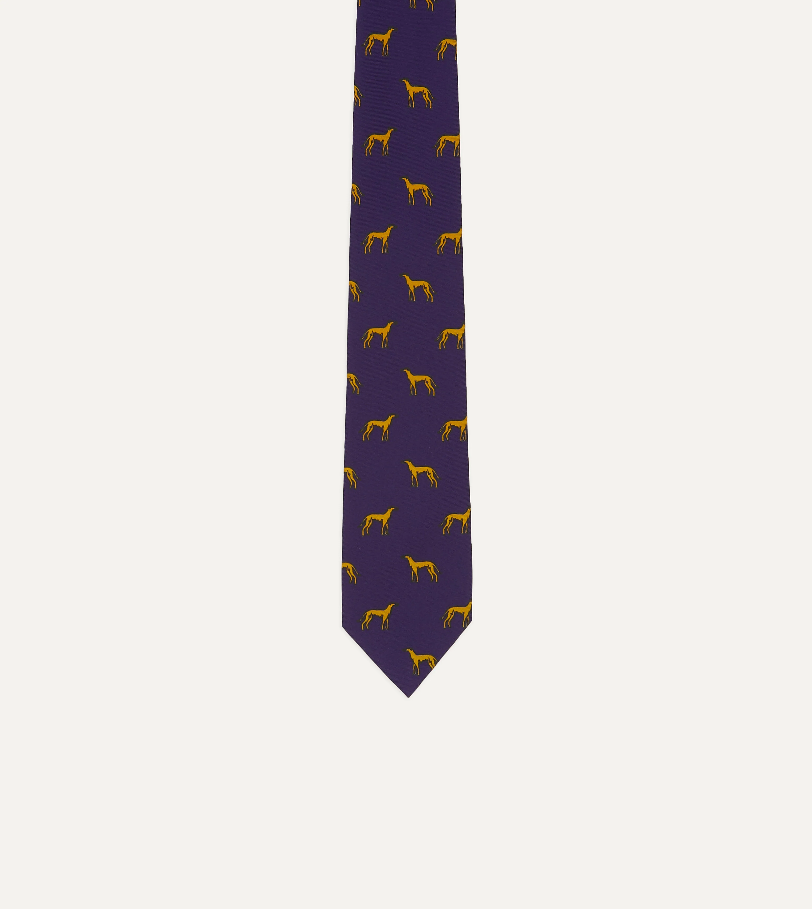 Navy and Yellow Dog Print Silk Tie - Image 4
