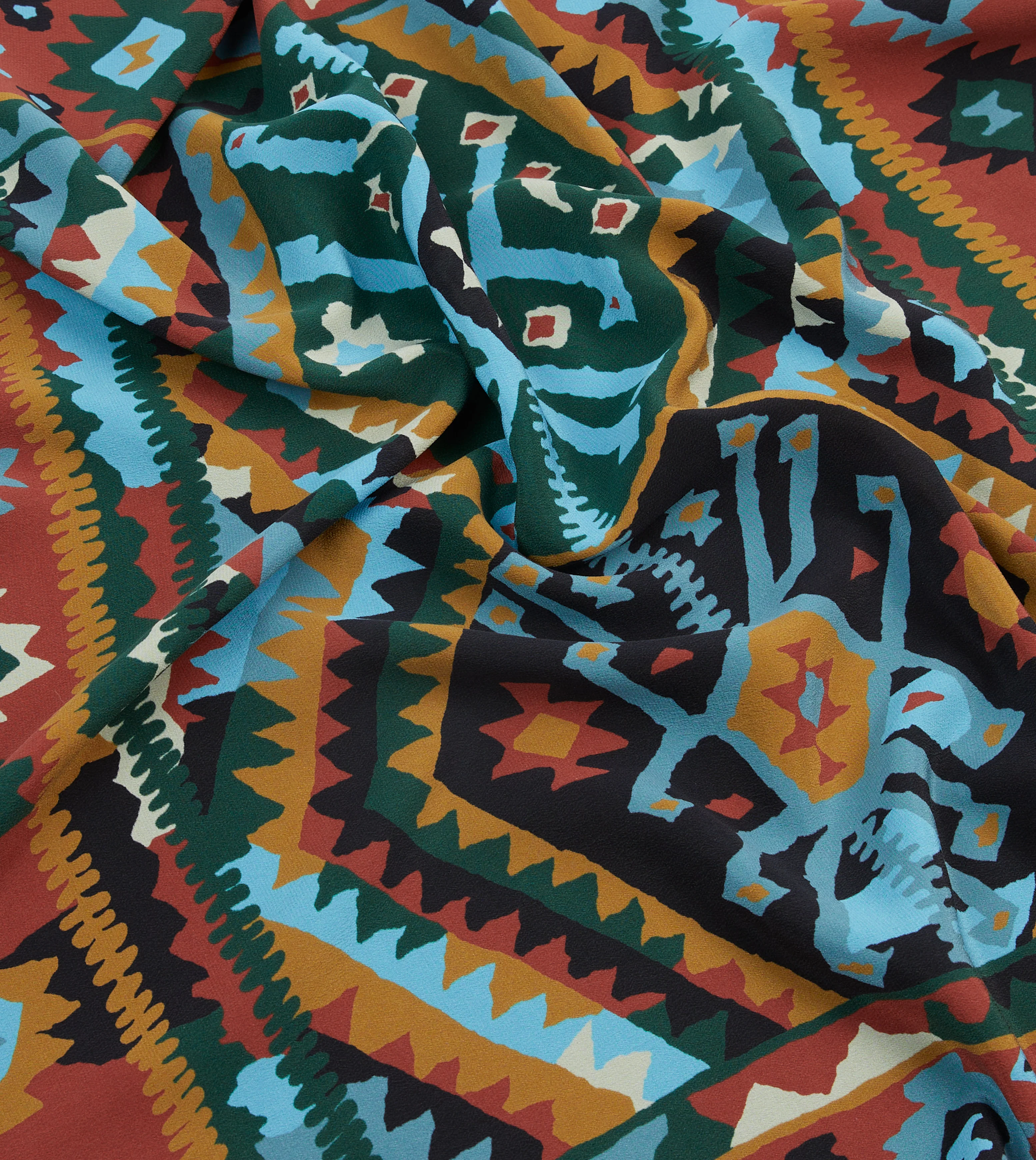 Navy and Yellow Kilim Print Silk Bandana - Image 2