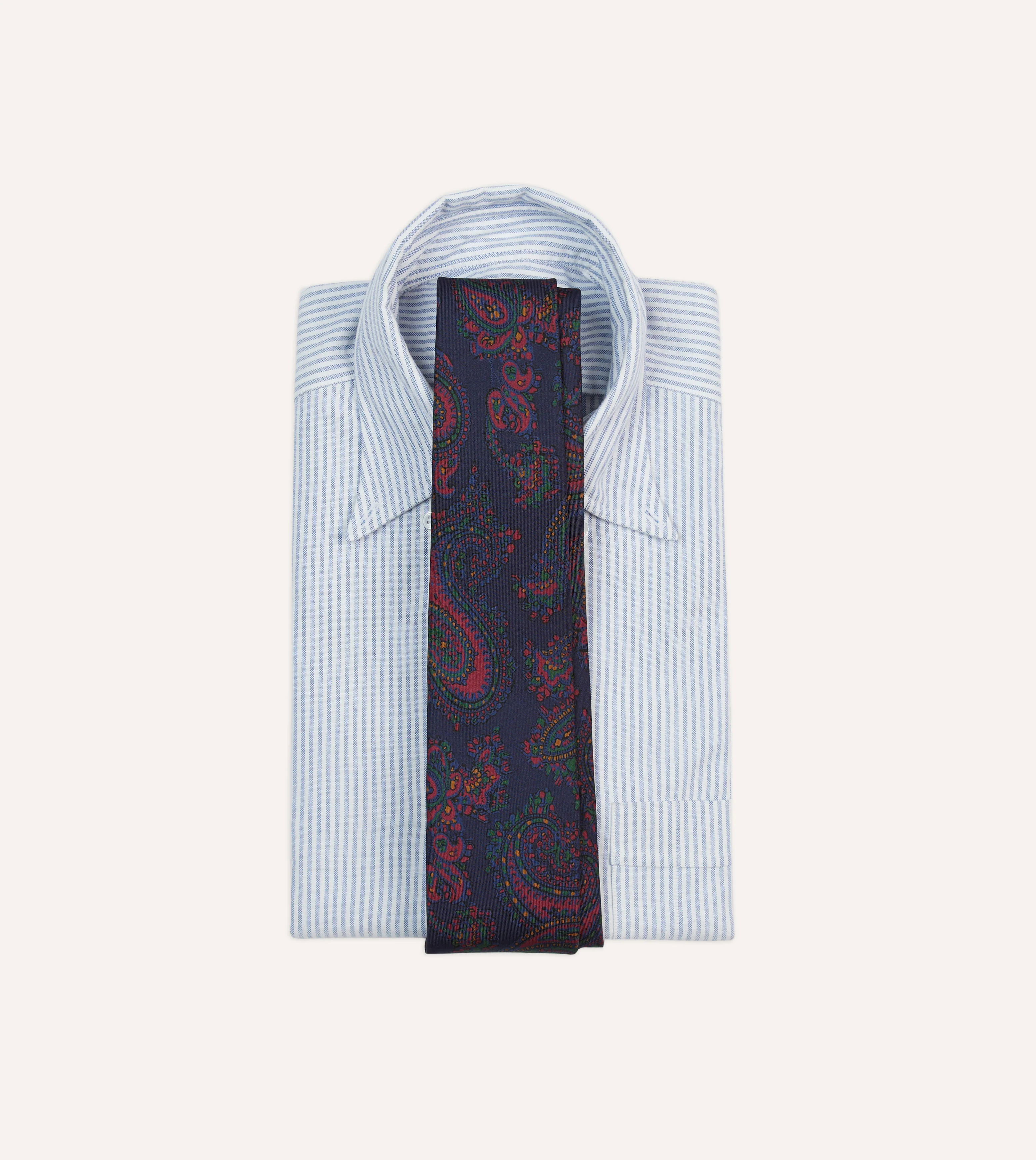 Navy Big Paisley Print Madder Silk Self-Tipped Tie - Image 2