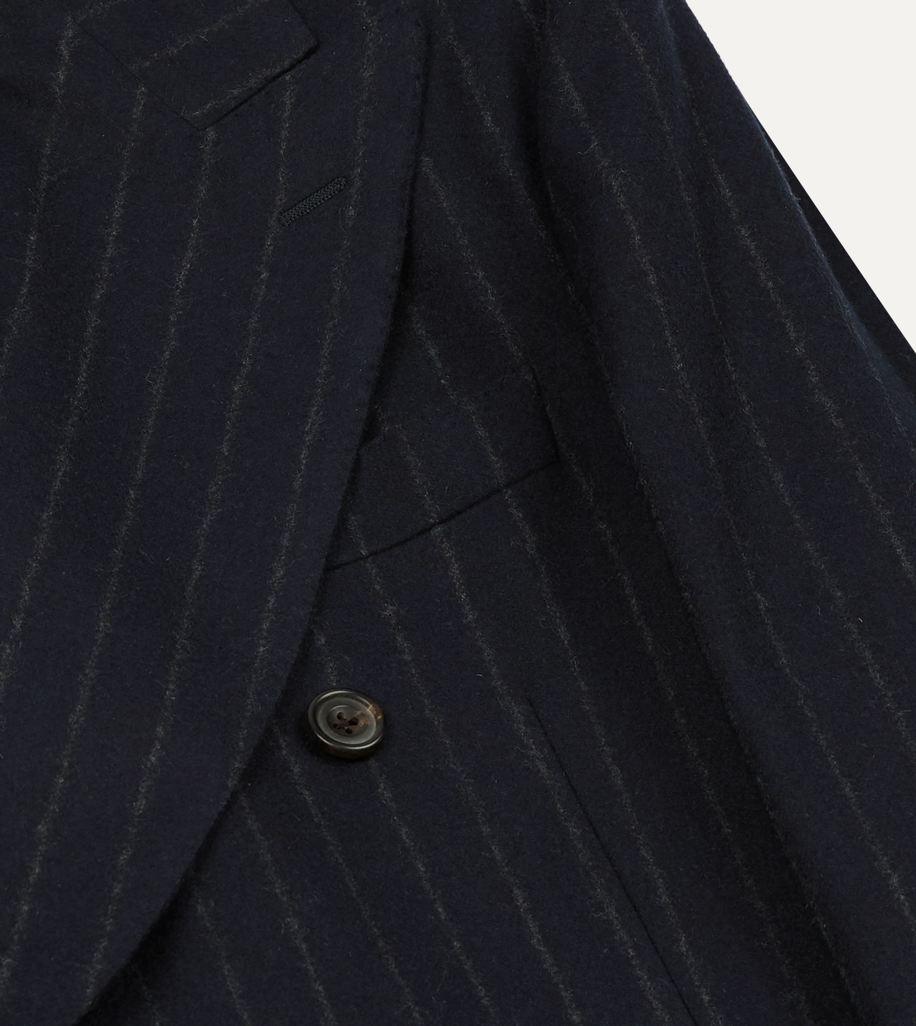 Navy Chalkstripe Wool Flannel Double-Breasted Tailored Jacket - Image 4