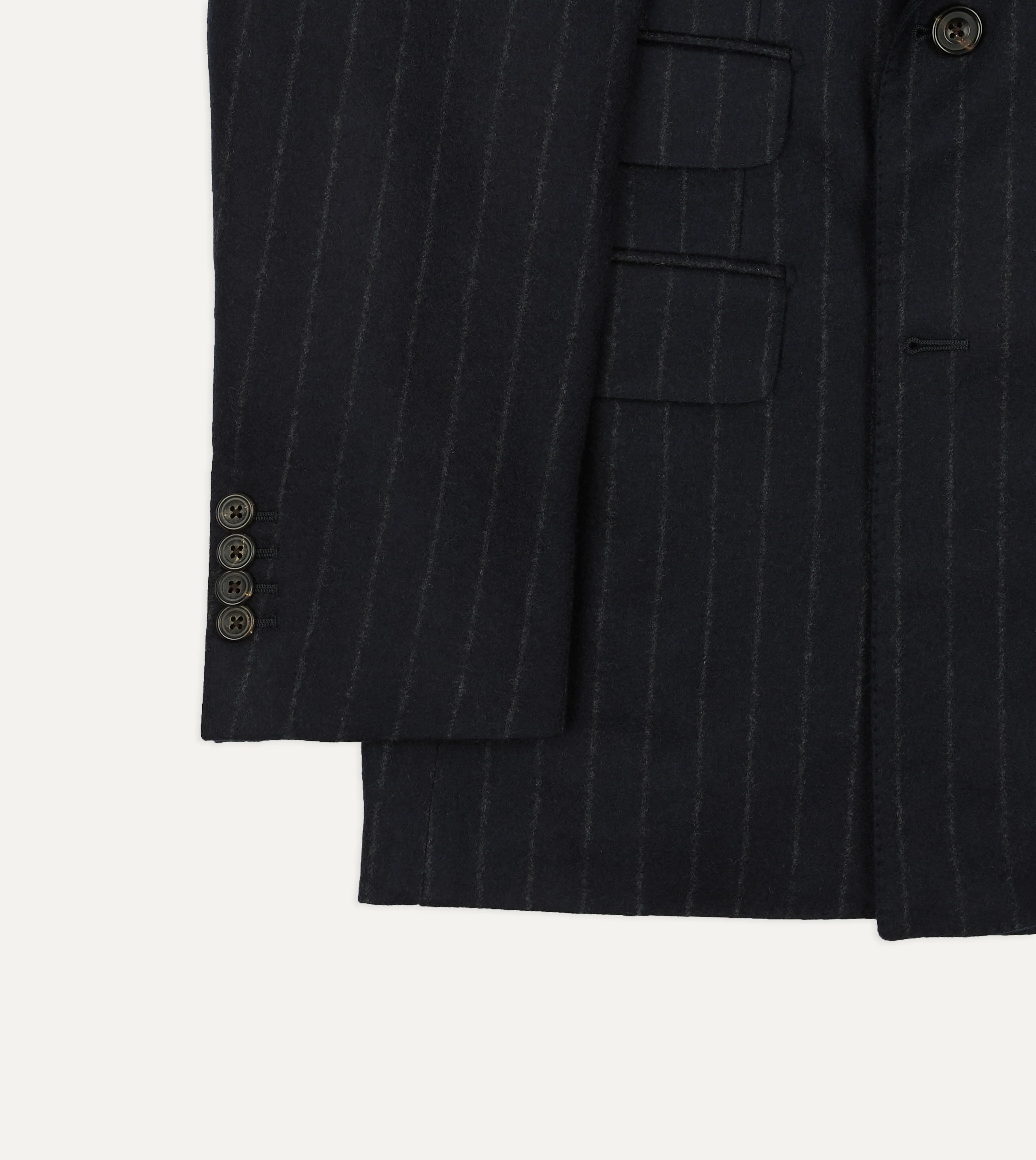 Navy Chalkstripe Wool Flannel Double-Breasted Tailored Jacket - Image 6