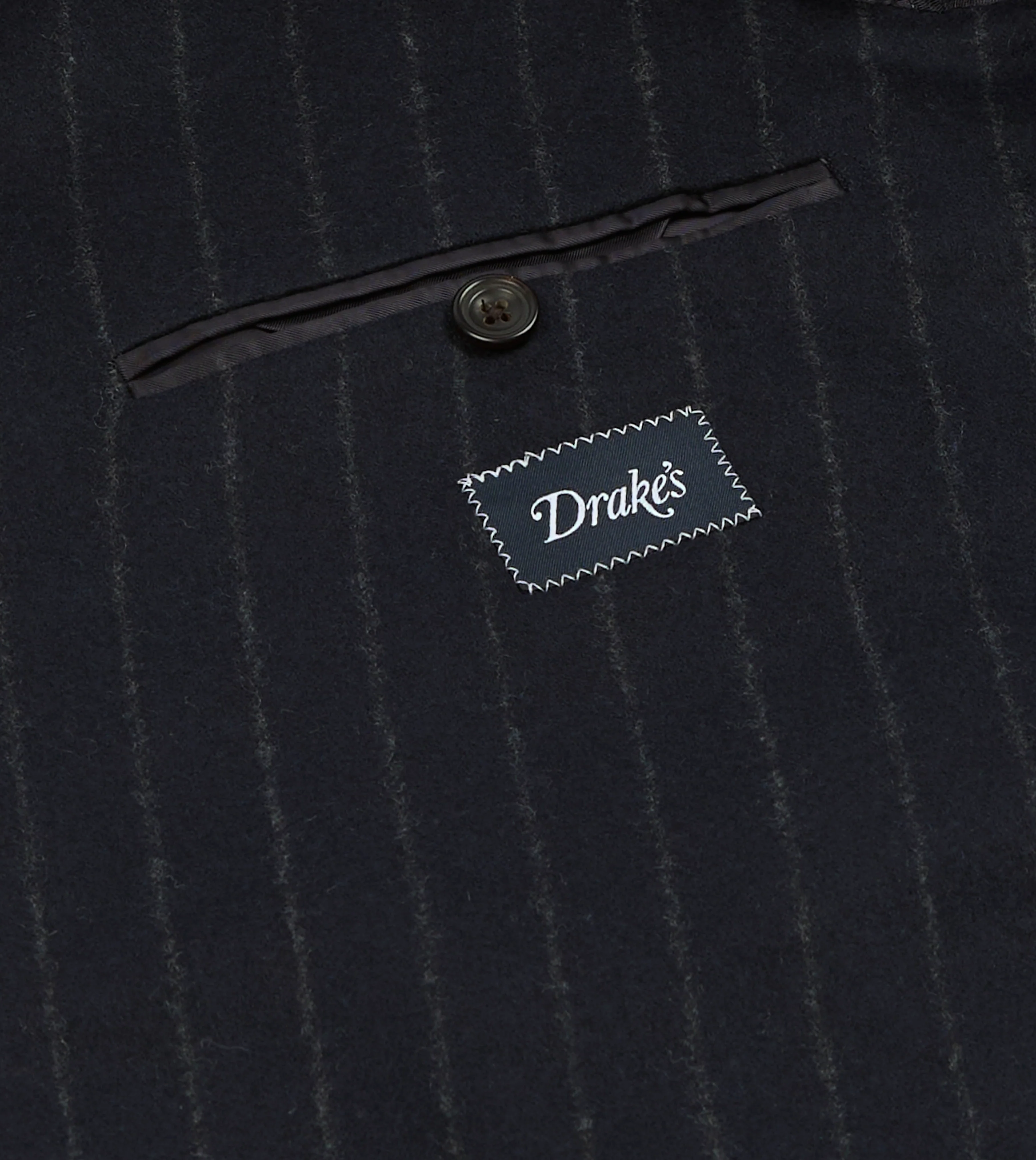 Navy Chalkstripe Wool Flannel Double-Breasted Tailored Jacket - Image 7