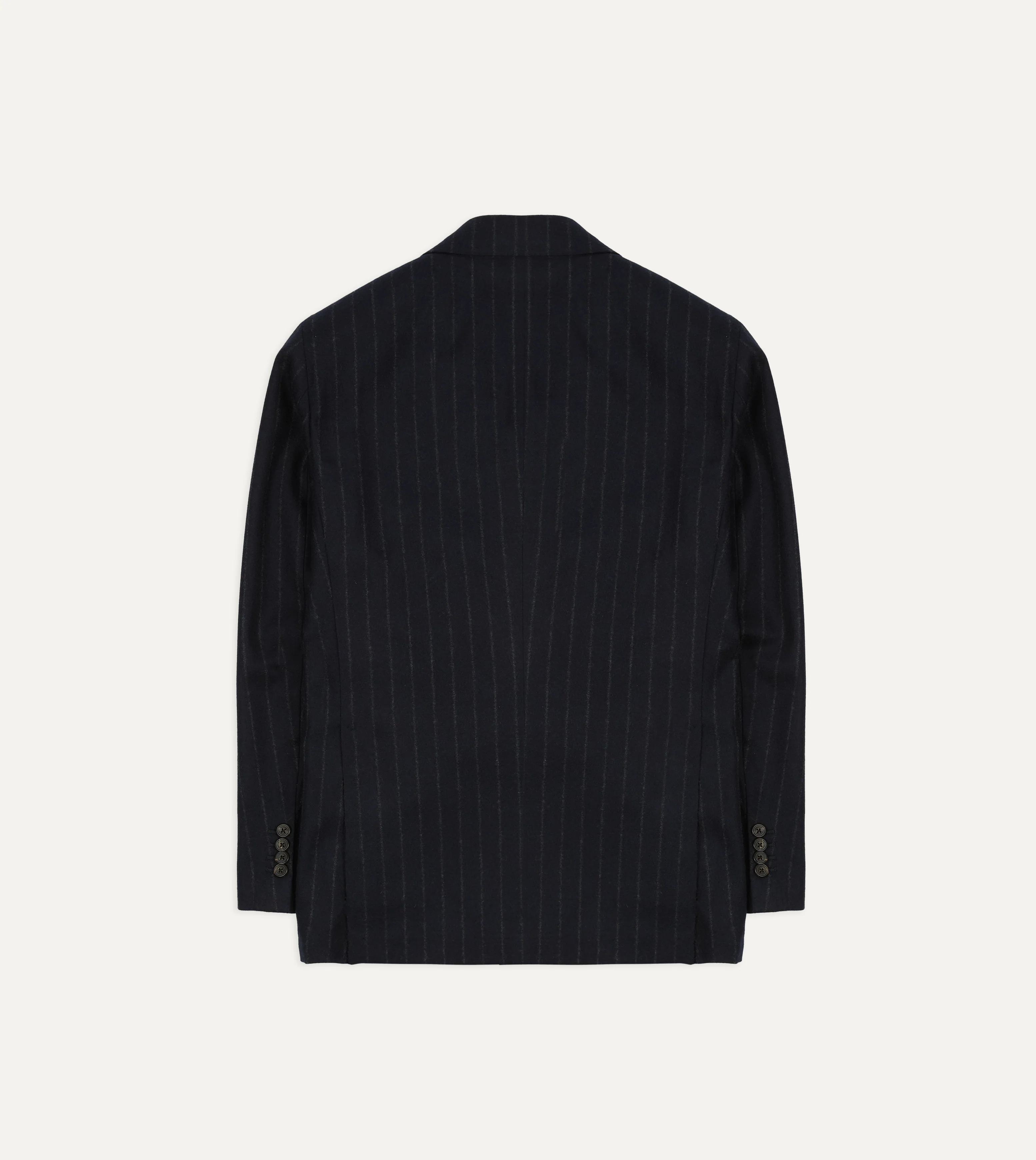 Navy Chalkstripe Wool Flannel Double-Breasted Tailored Jacket - Image 8