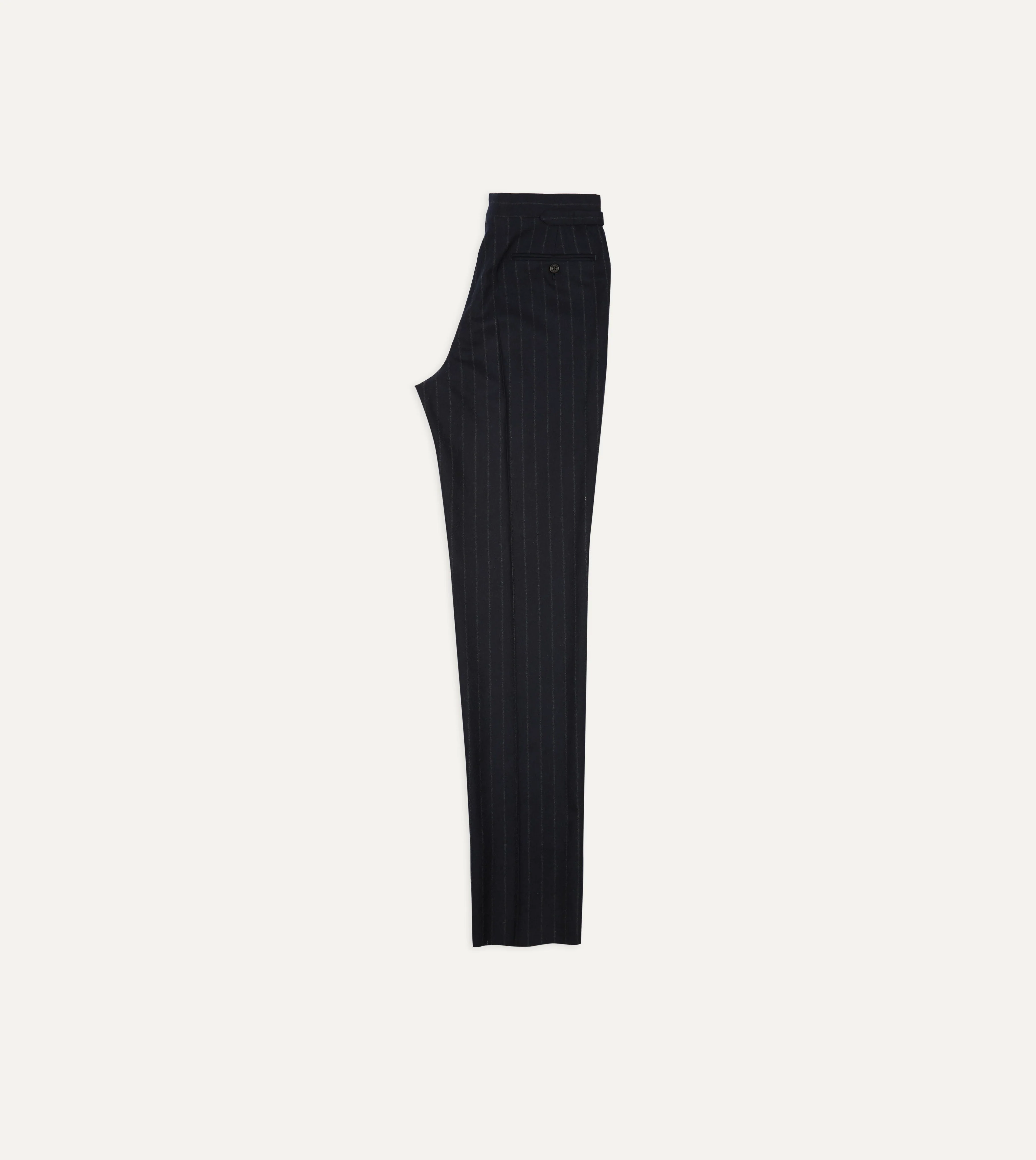 Navy Chalkstripe Wool Flannel Single-Pleat Trouser - Image 6