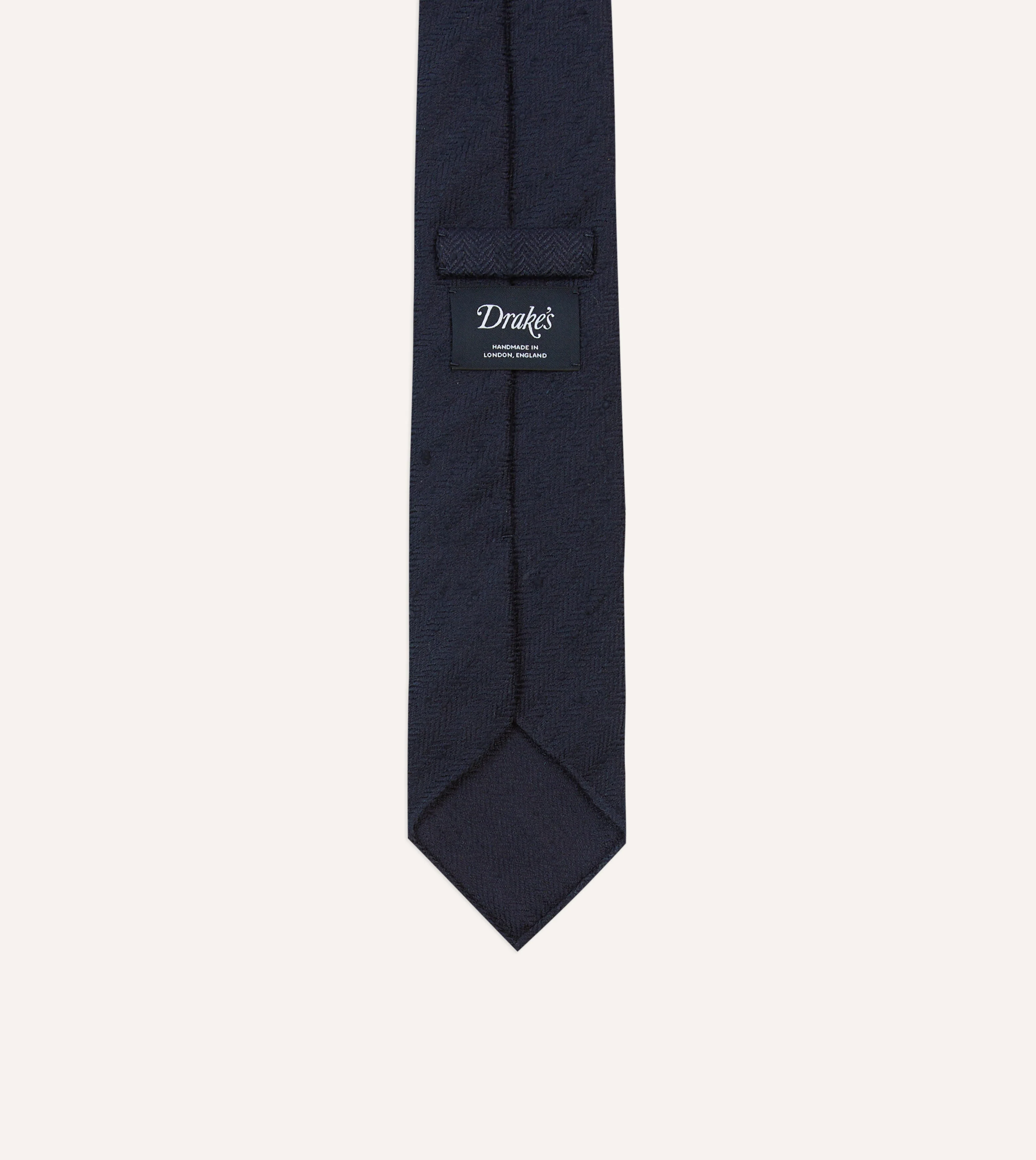 Navy Herringbone Shantung Silk Tipped Tie - Image 4