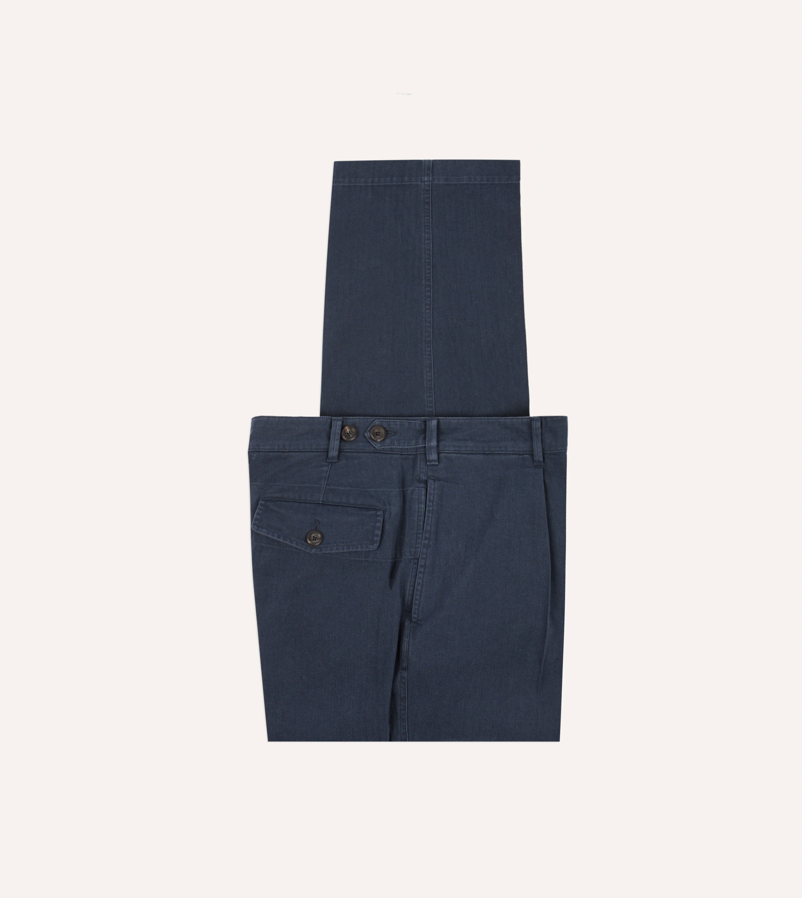 Navy Herringbone Twill Cotton Games Trouser - Image 3