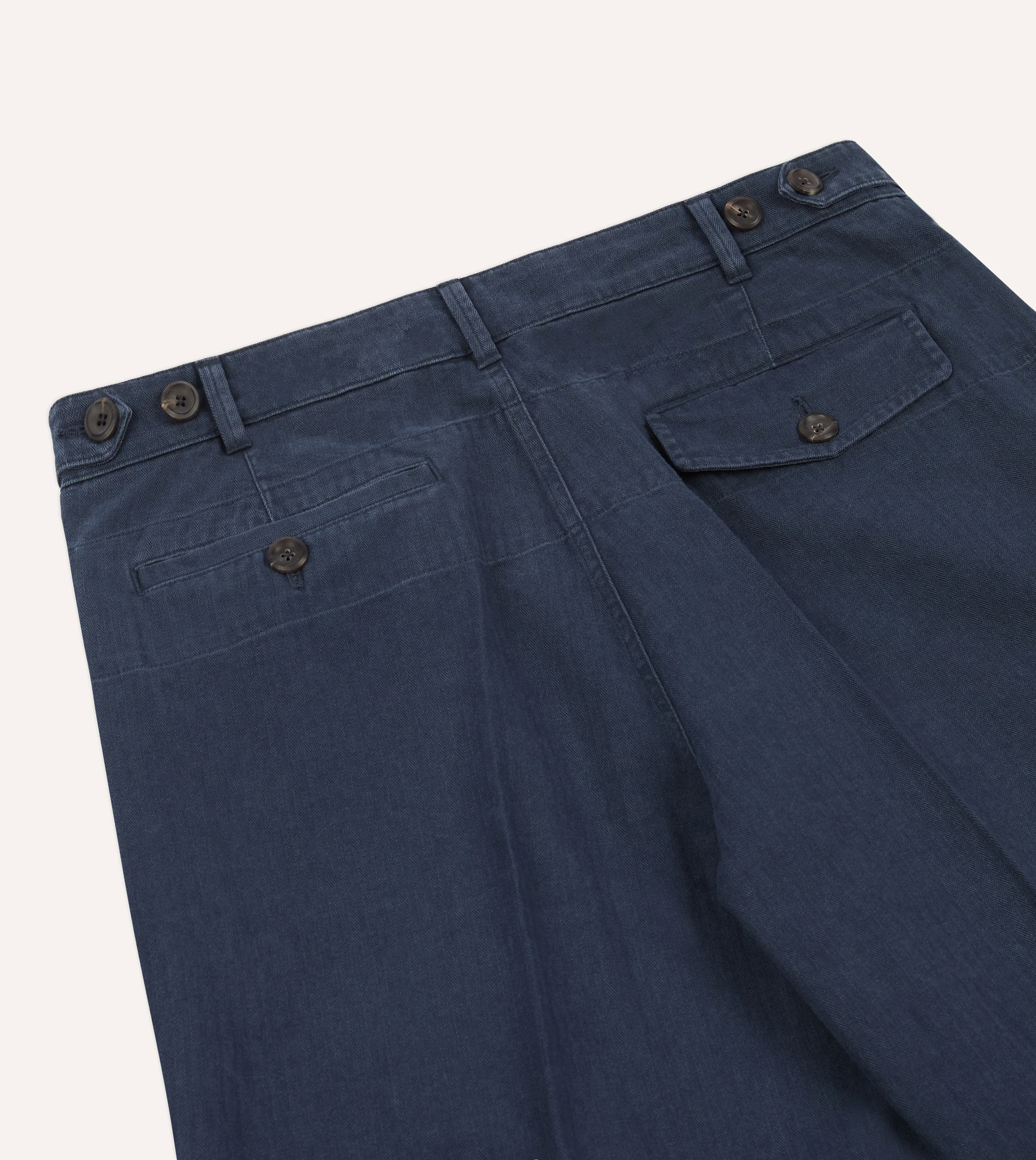 Navy Herringbone Twill Cotton Games Trouser - Image 6