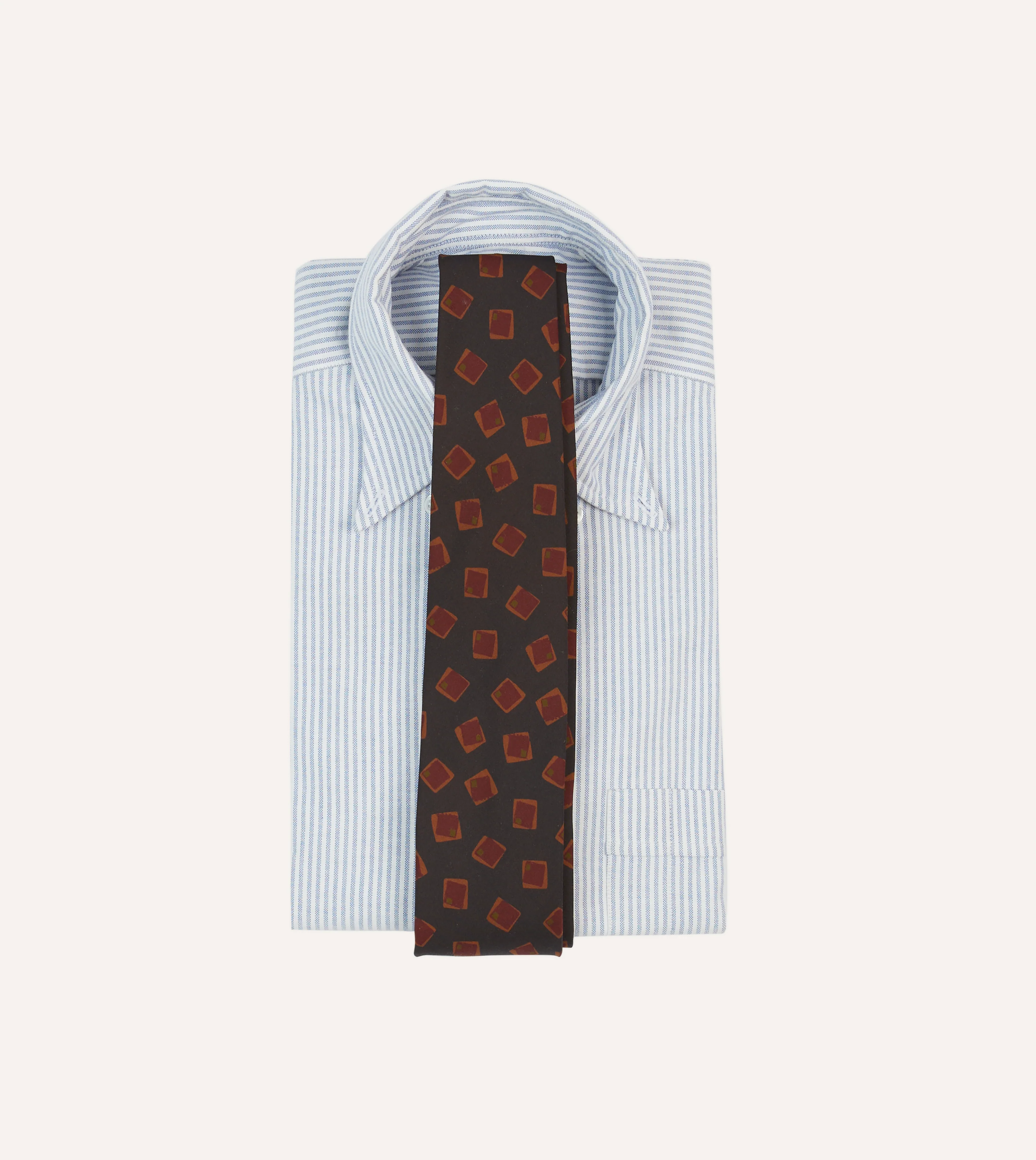 Navy Jumbled Tile Print Silk Self Tipped Tie - Image 2