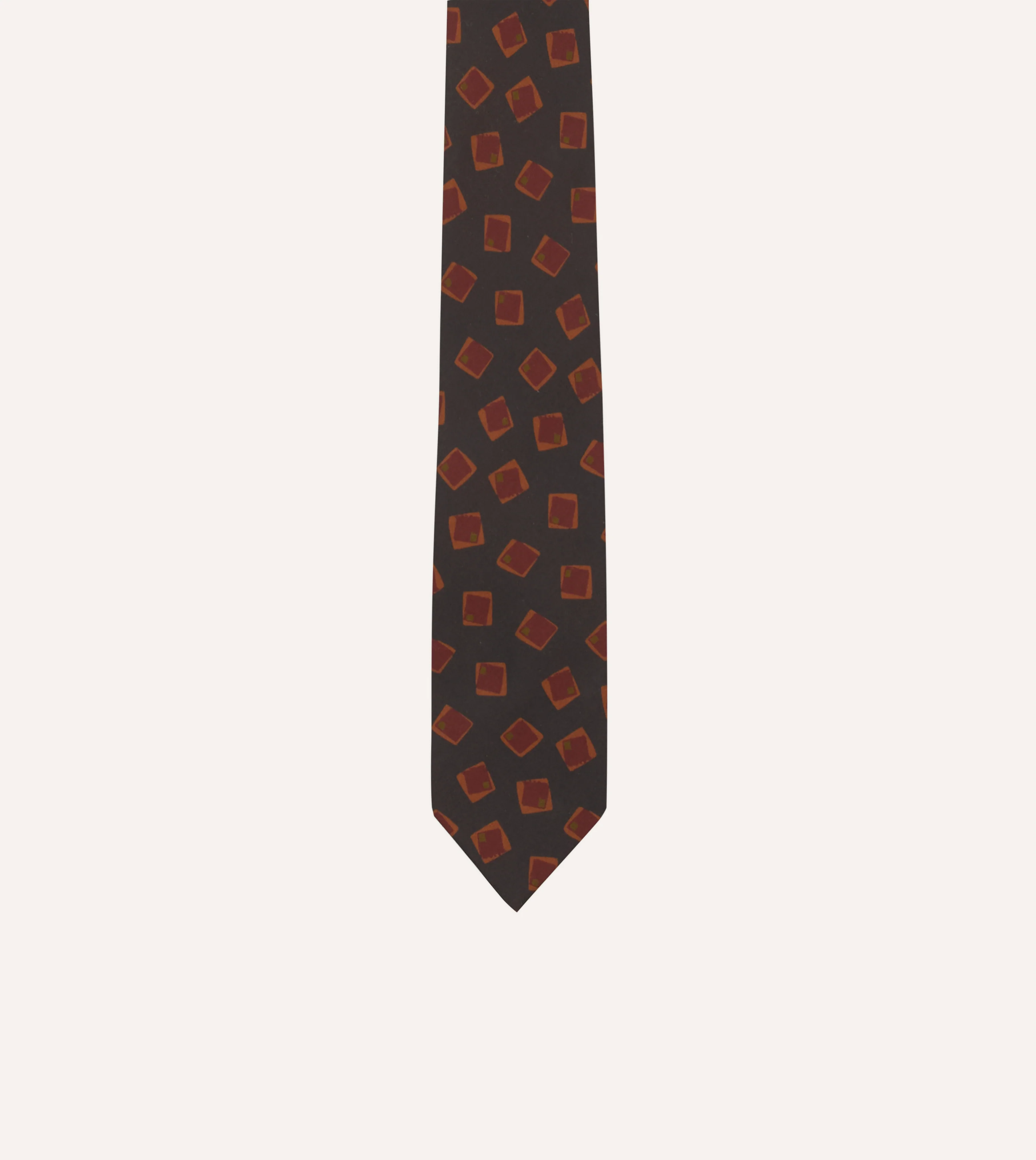 Navy Jumbled Tile Print Silk Self Tipped Tie - Image 3