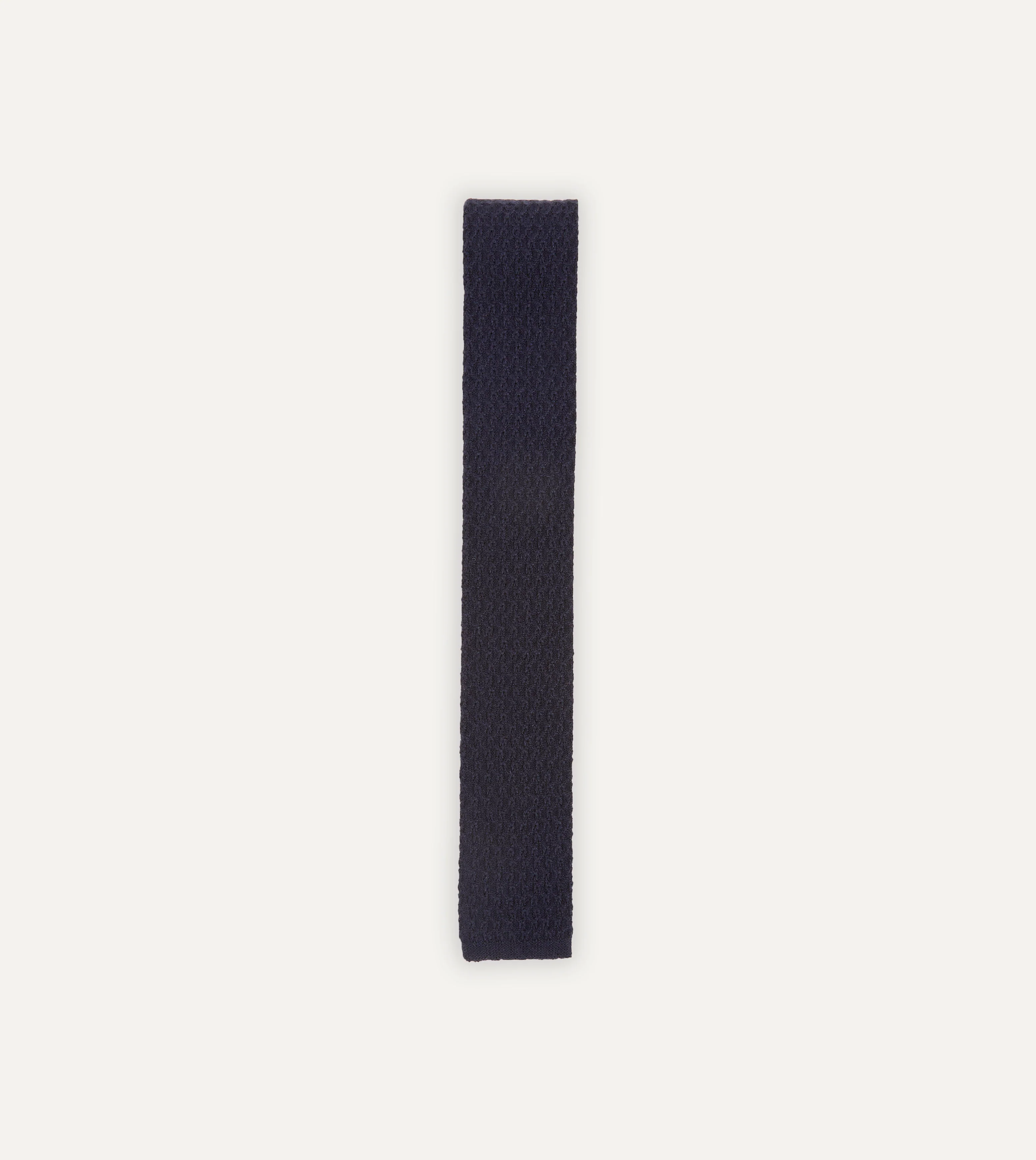 Navy Knitted Cashmere Wool Solid Colour Tie
