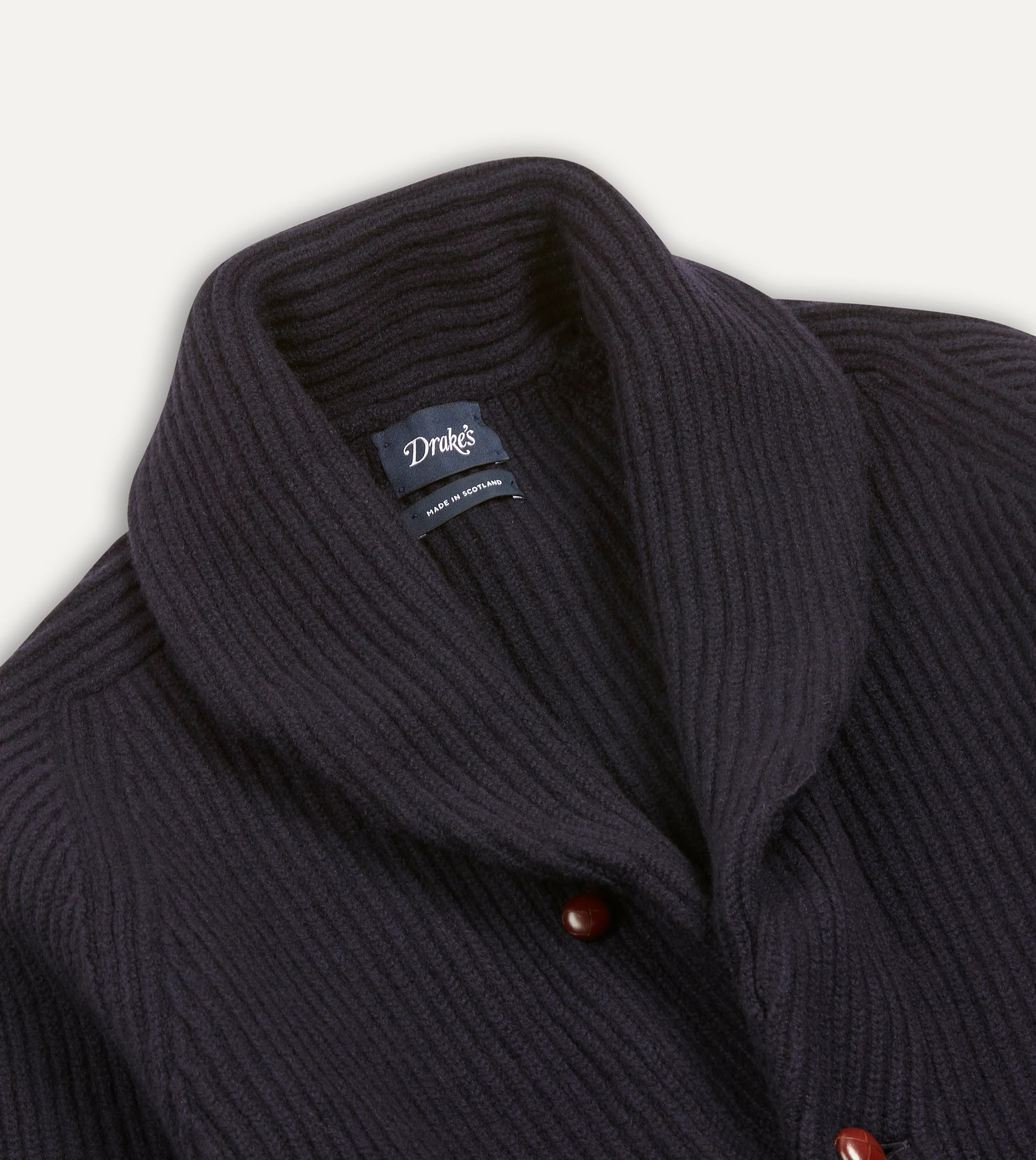 Navy Lambswool Shawl Collar Cardigan - Image 3