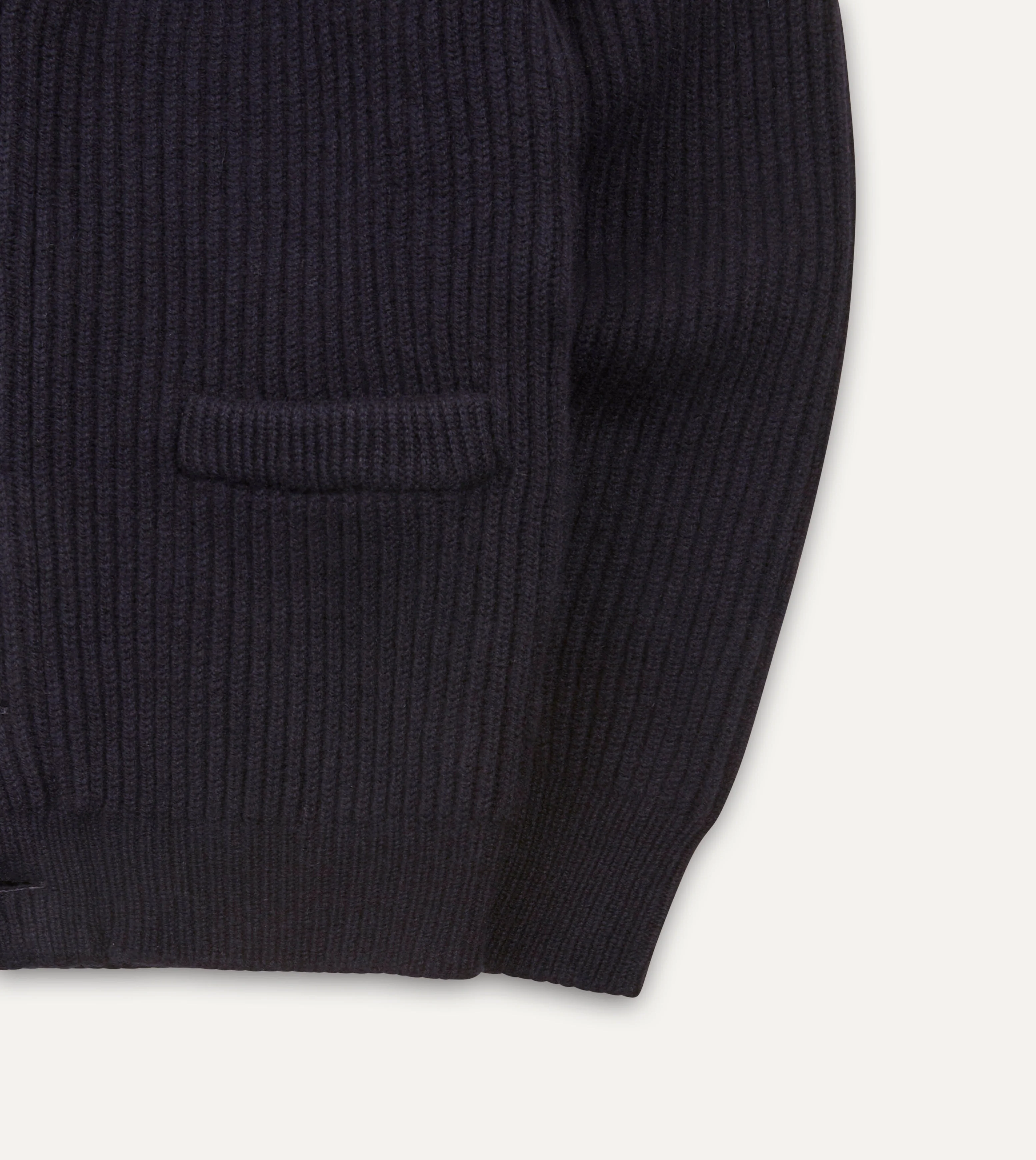 Navy Lambswool Shawl Collar Cardigan - Image 5
