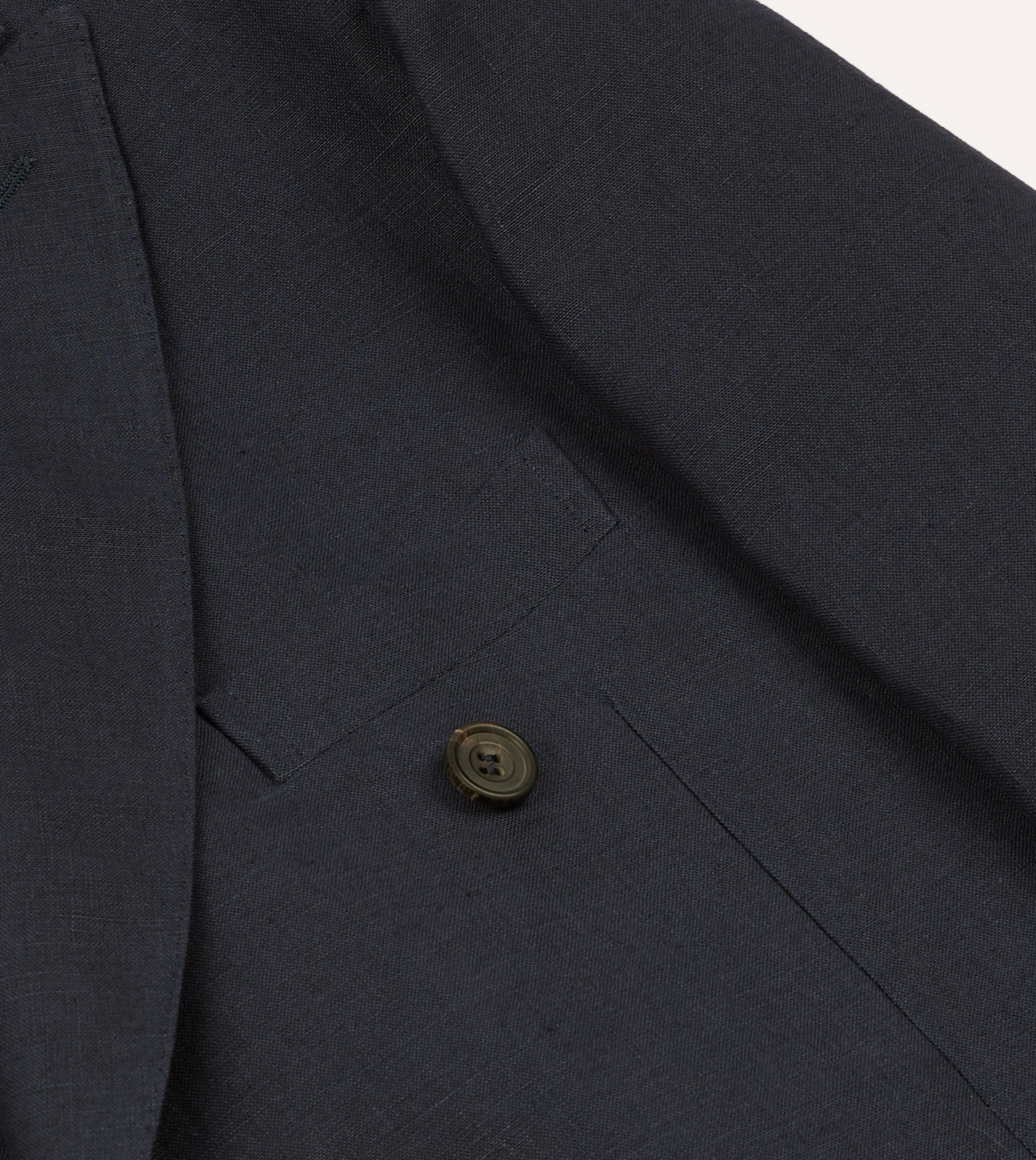 Navy Linen Double-Breasted Tailored Jacket - Image 4