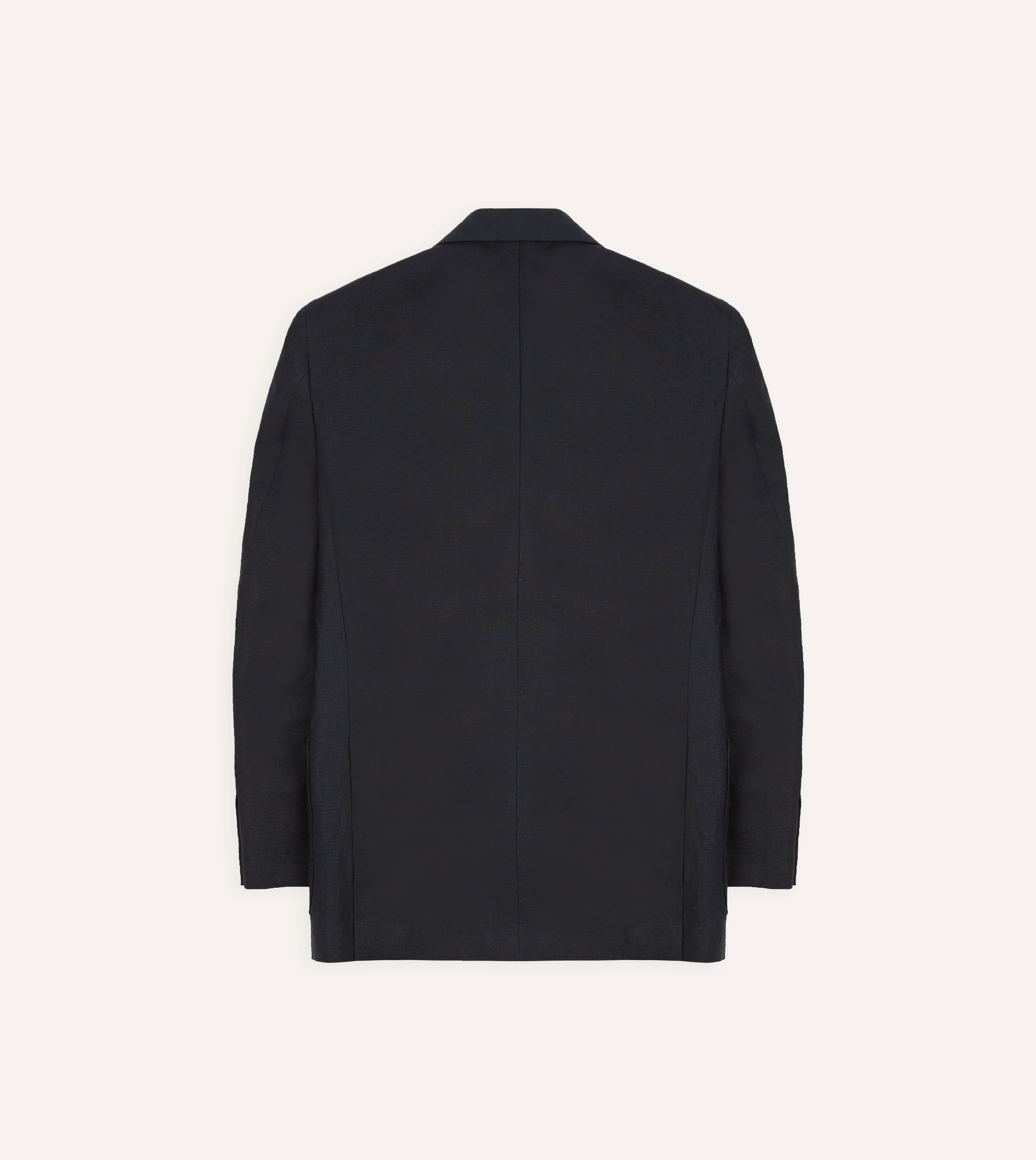 Navy Linen Double-Breasted Tailored Jacket - Image 8