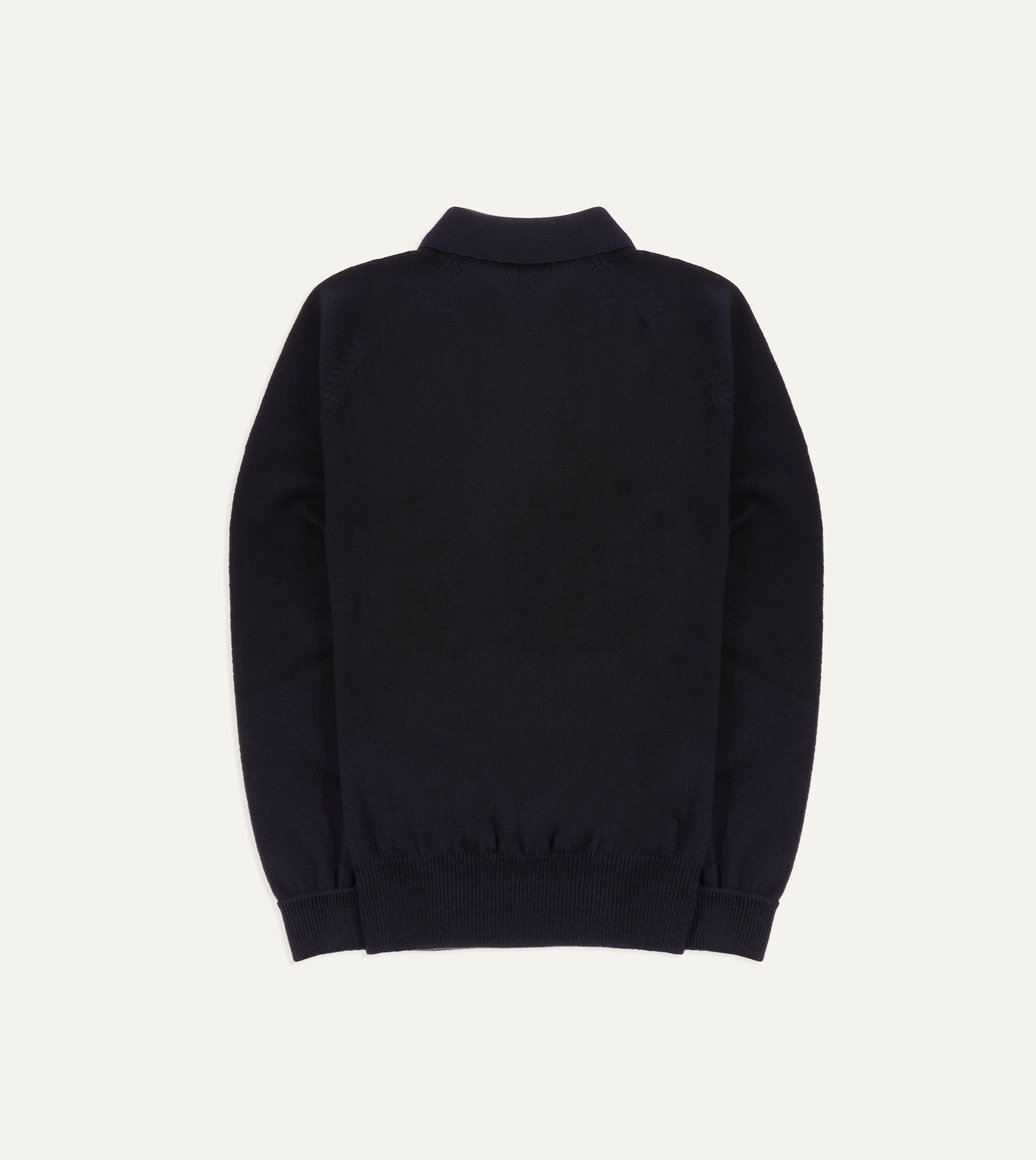 Navy Merino Wool Knitted Polo - Image 4