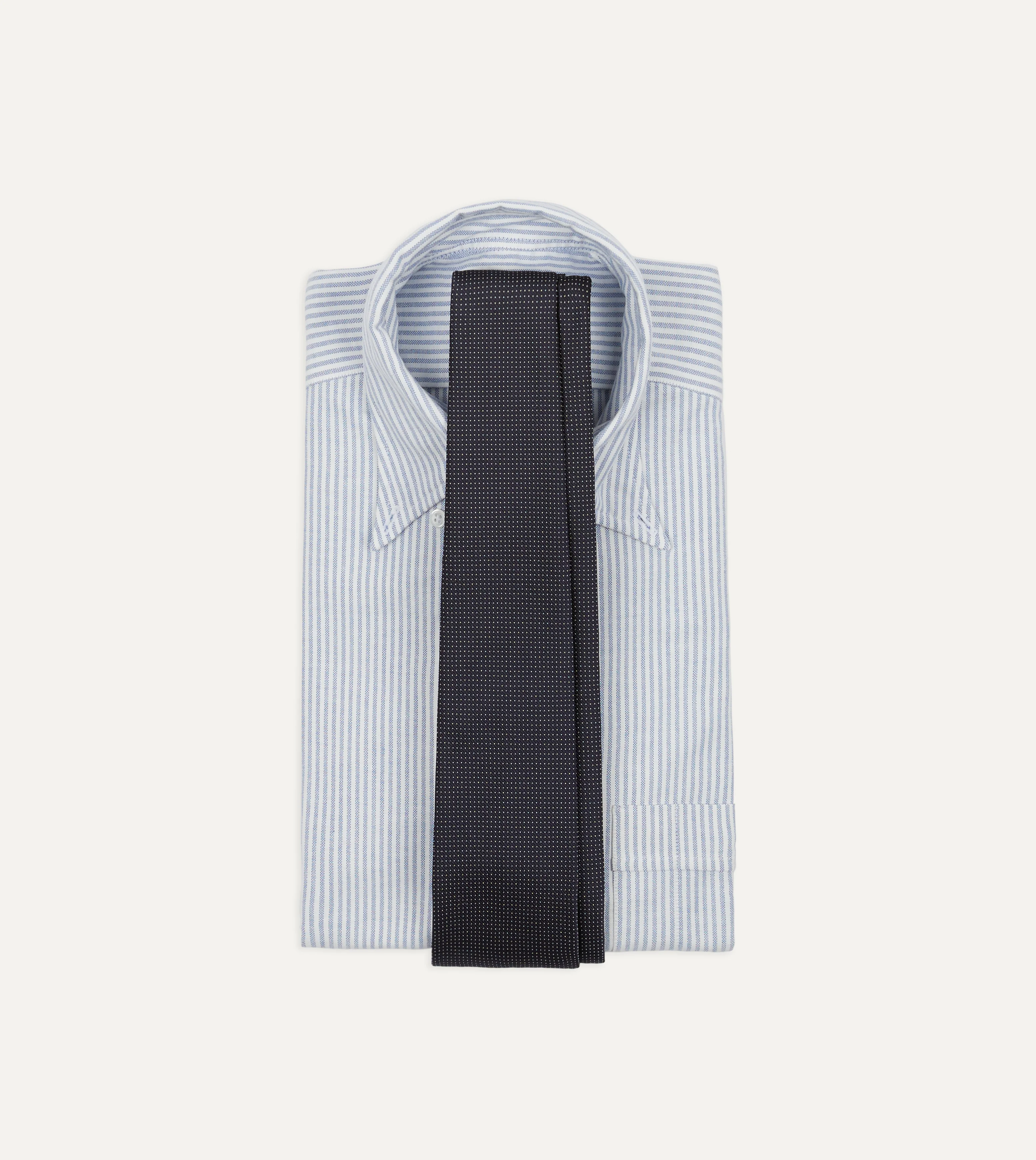 Navy Micro Polka Dot Embroidered Tipped Tie - Image 2
