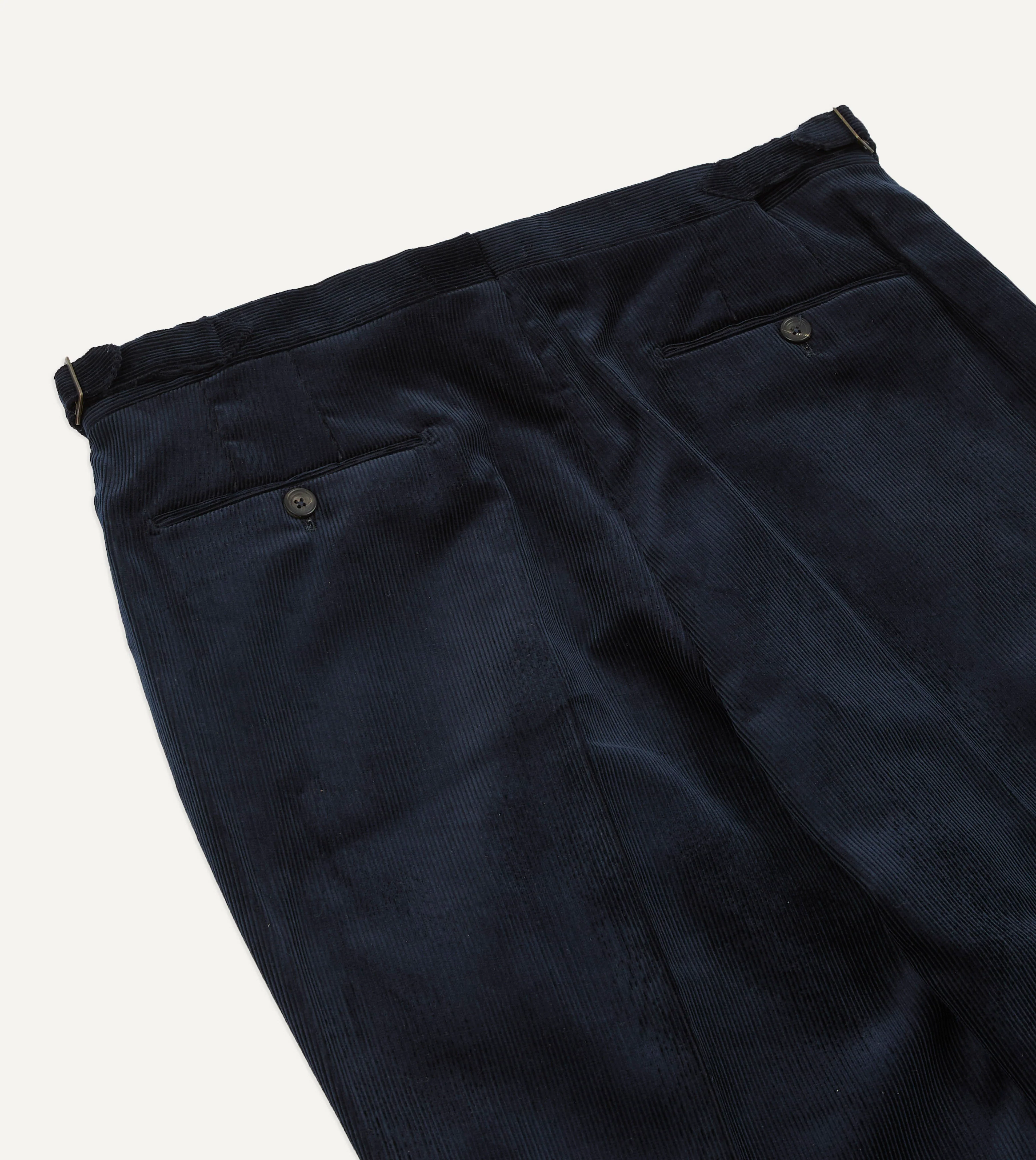 Navy Mid-Wale Corduroy Single Pleat Trouser - Image 5