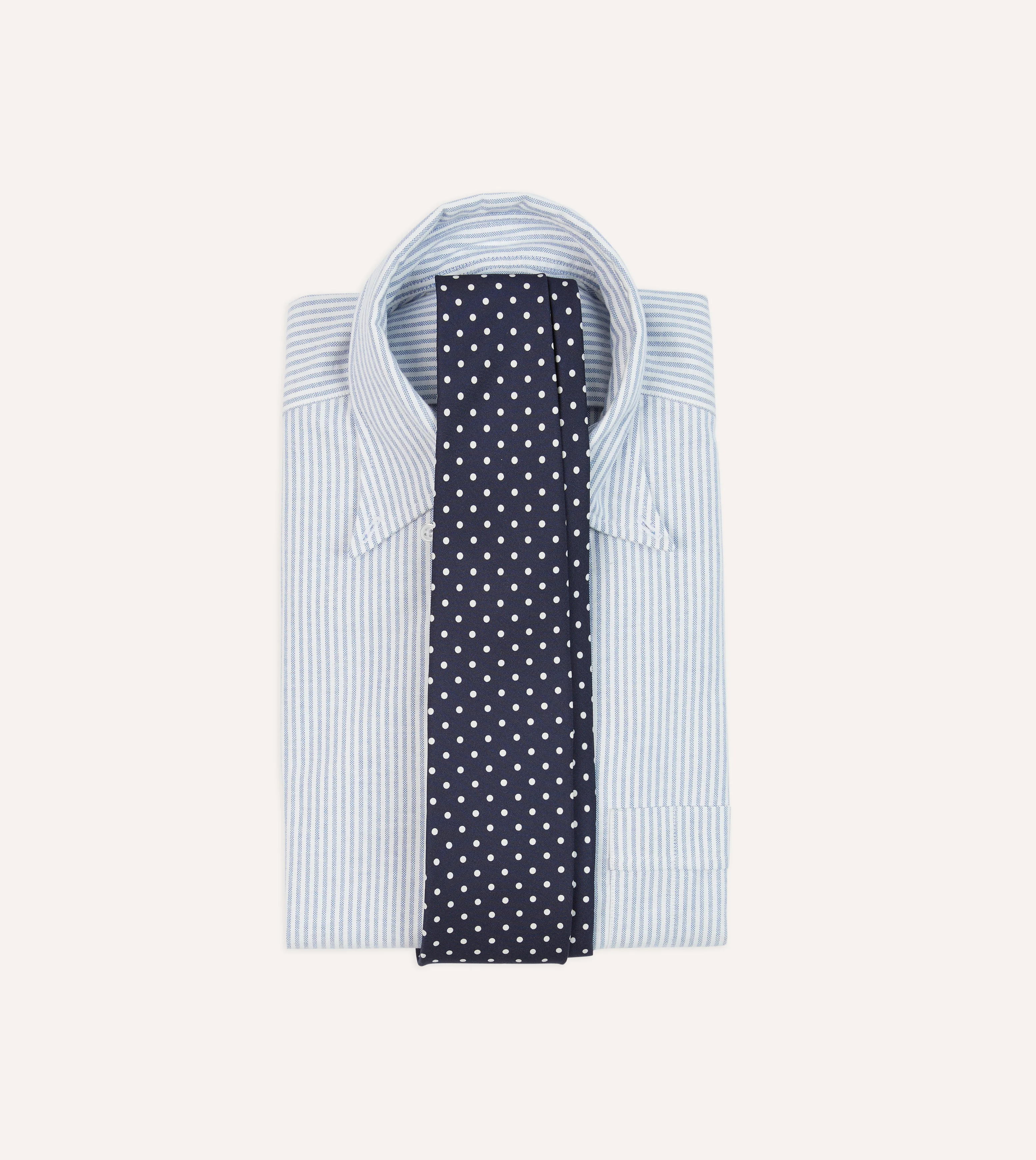 Navy Polka Dot Silk Self-Tipped Tie - Image 2