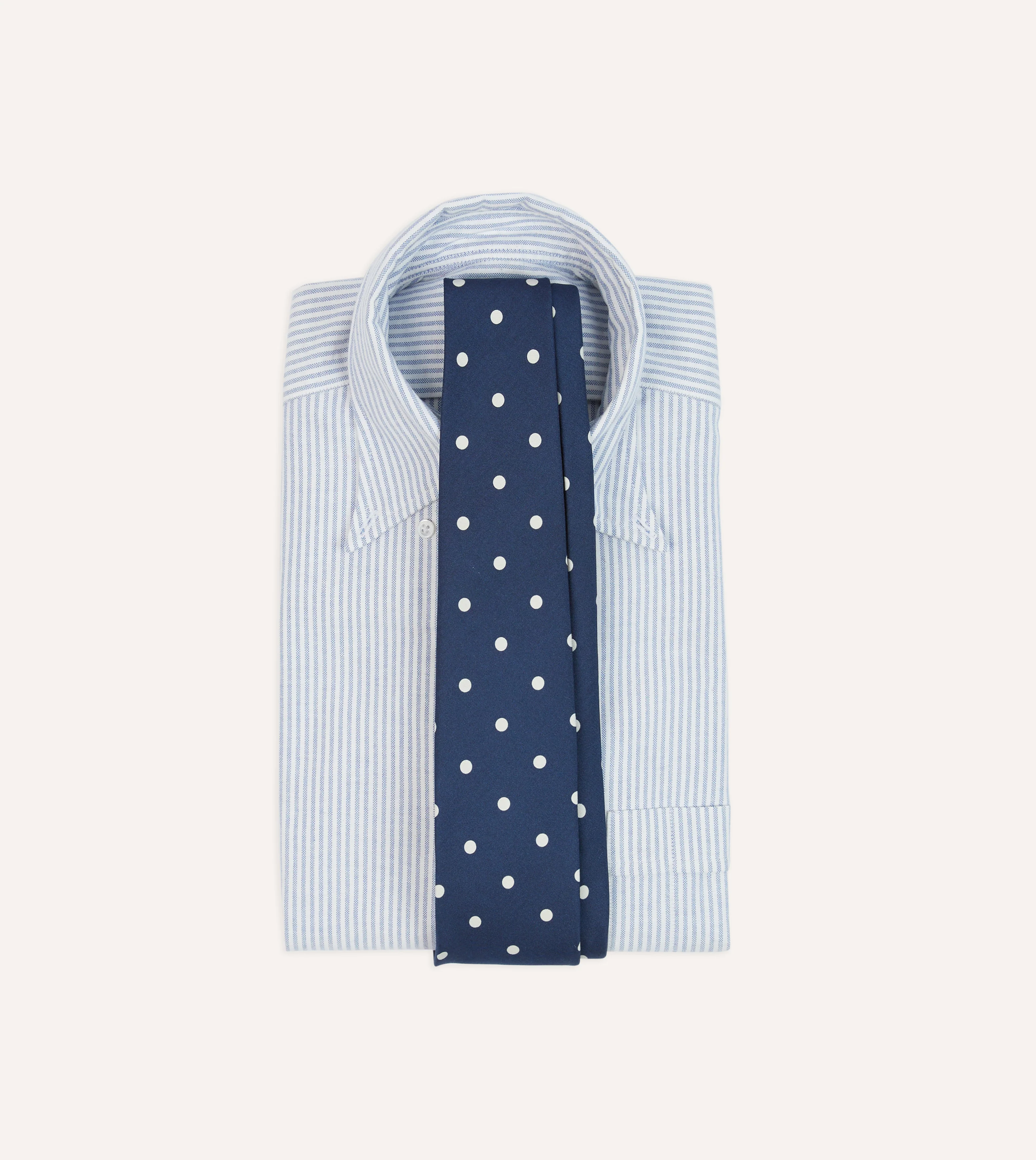 Navy Polka Dot Silk Self-Tipped Tie - Image 2