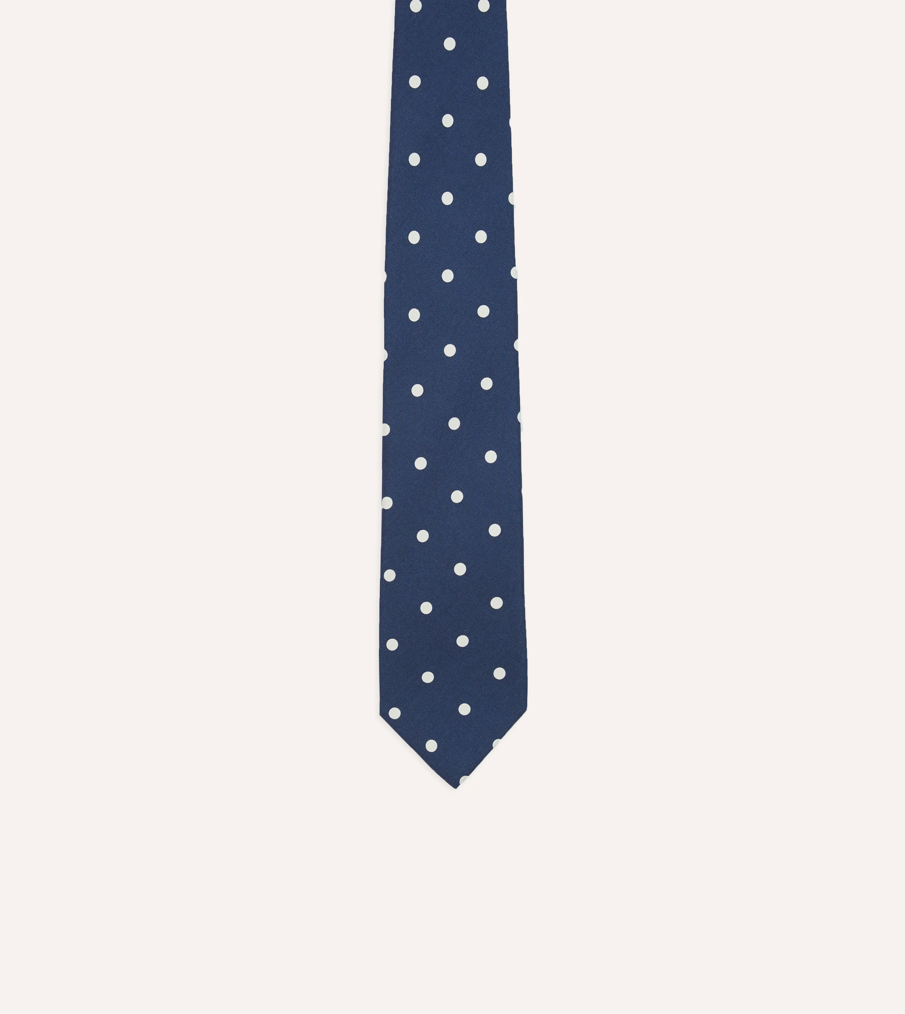 Navy Polka Dot Silk Self-Tipped Tie - Image 3