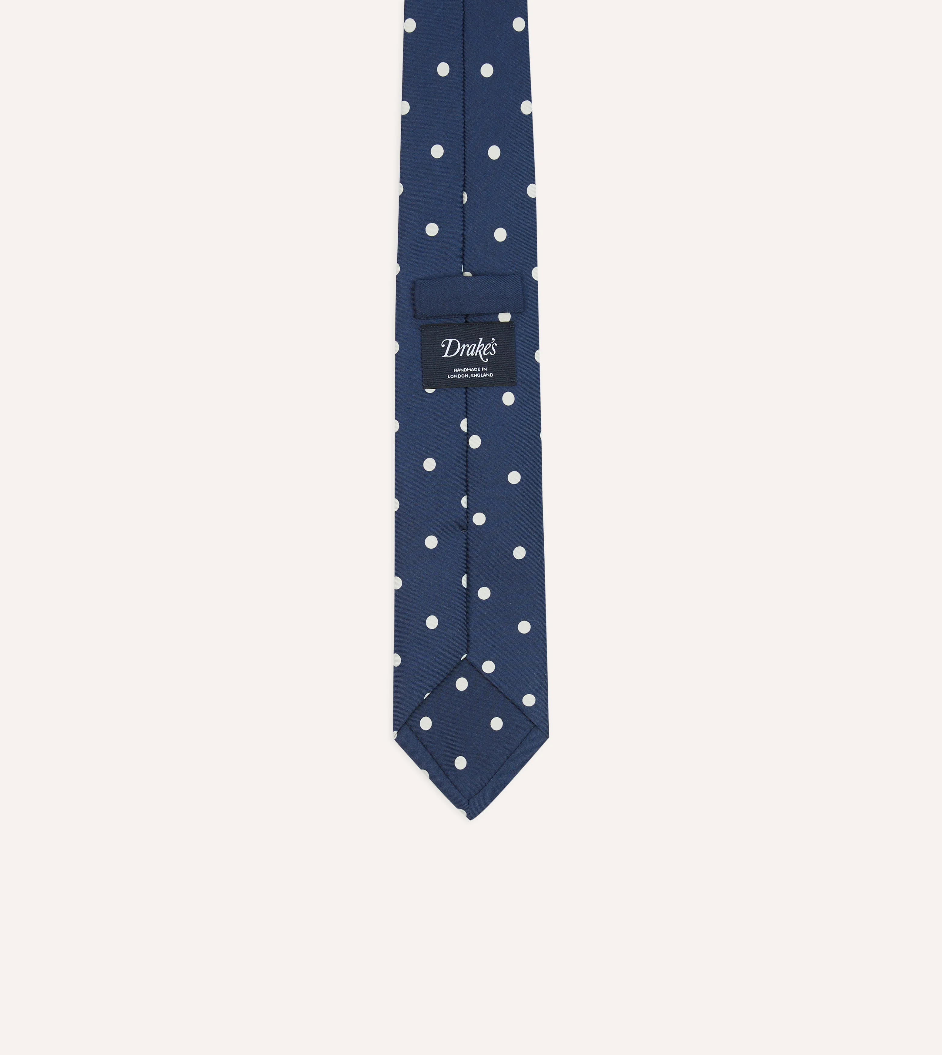 Navy Polka Dot Silk Self-Tipped Tie - Image 4