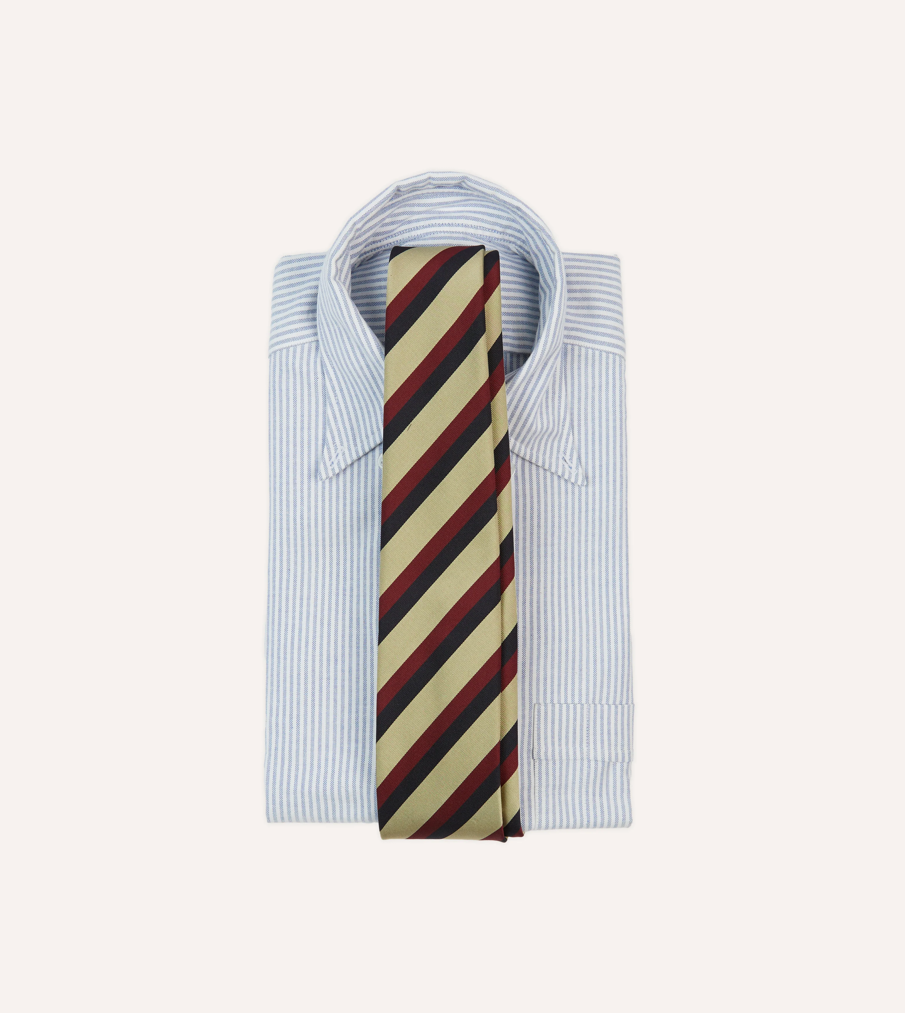 Navy, Red and Buff Stripe Mogador Silk Tipped Tie - Image 2