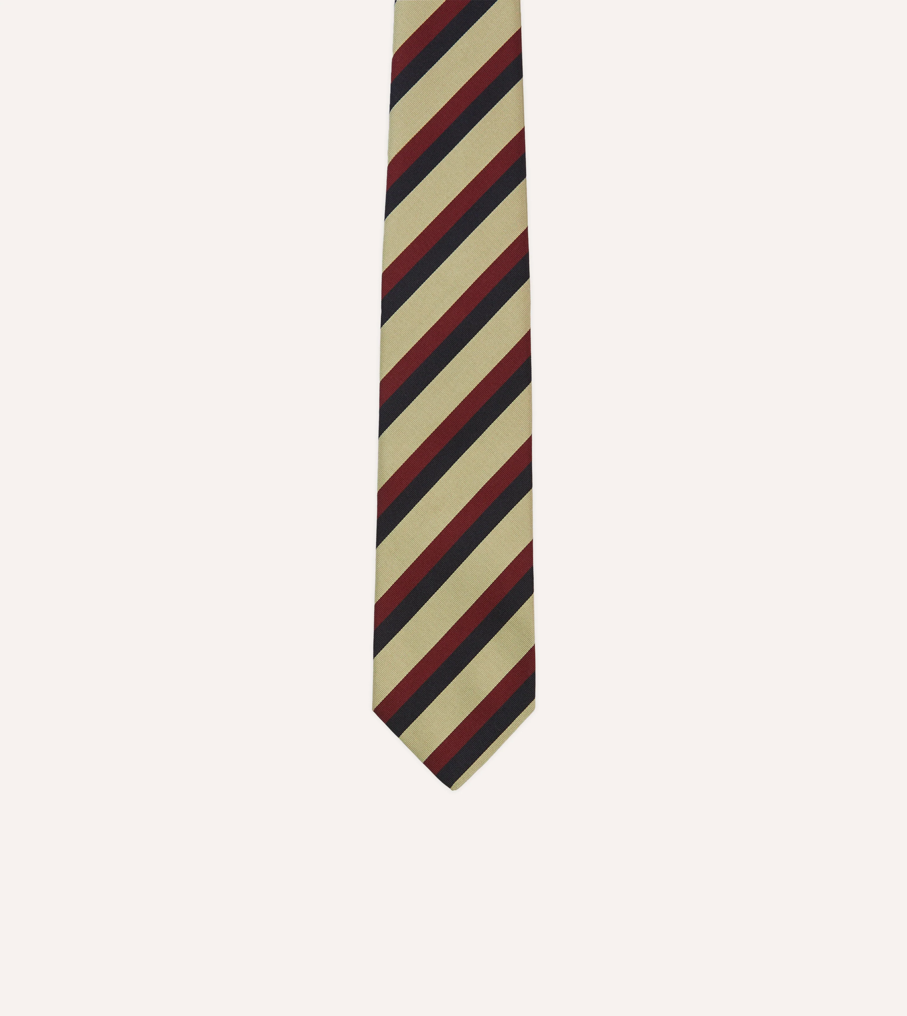 Navy, Red and Buff Stripe Mogador Silk Tipped Tie - Image 3