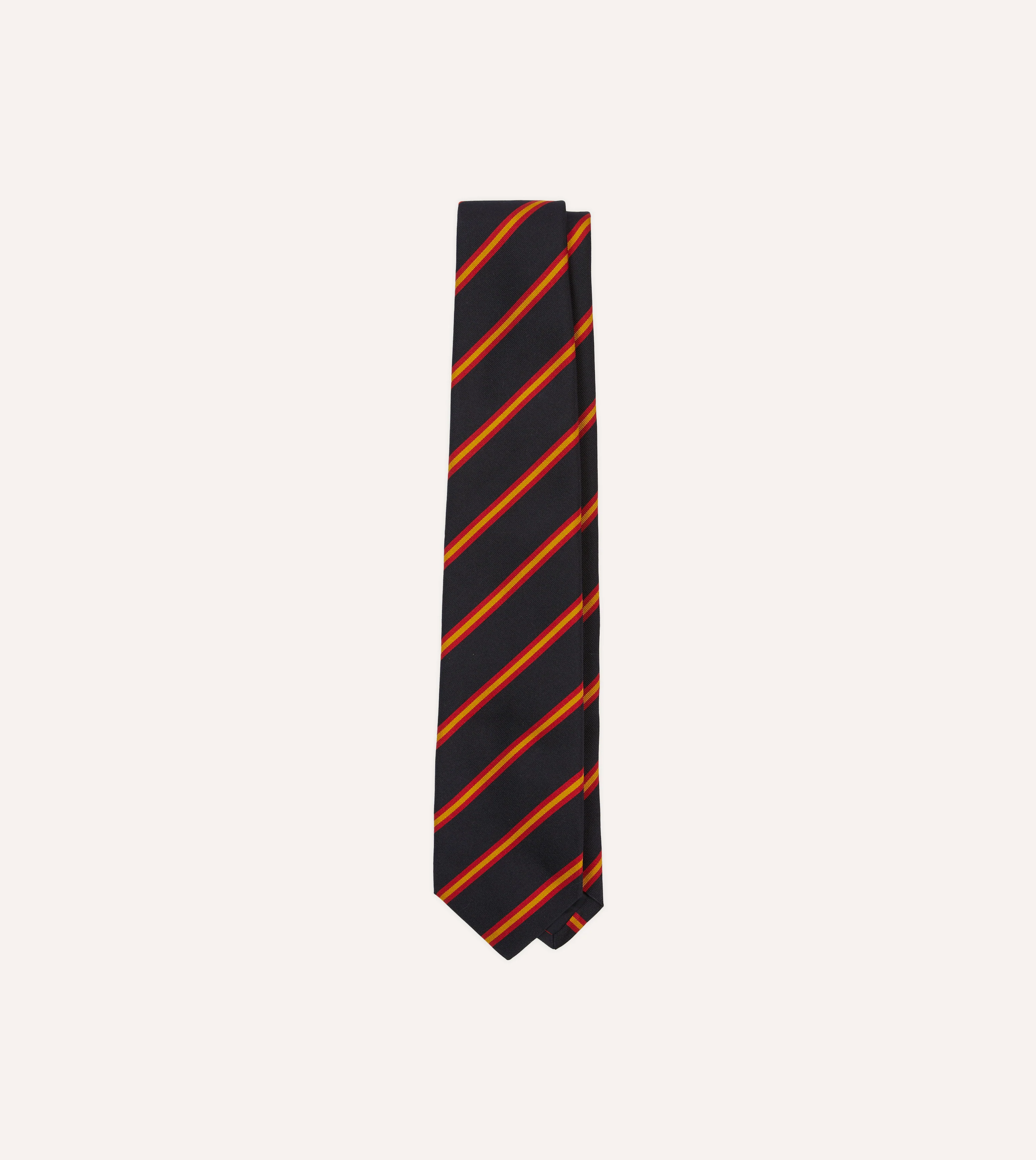 Navy, Red and Gold Sandwich Stripe Mogador Silk Tipped Tie