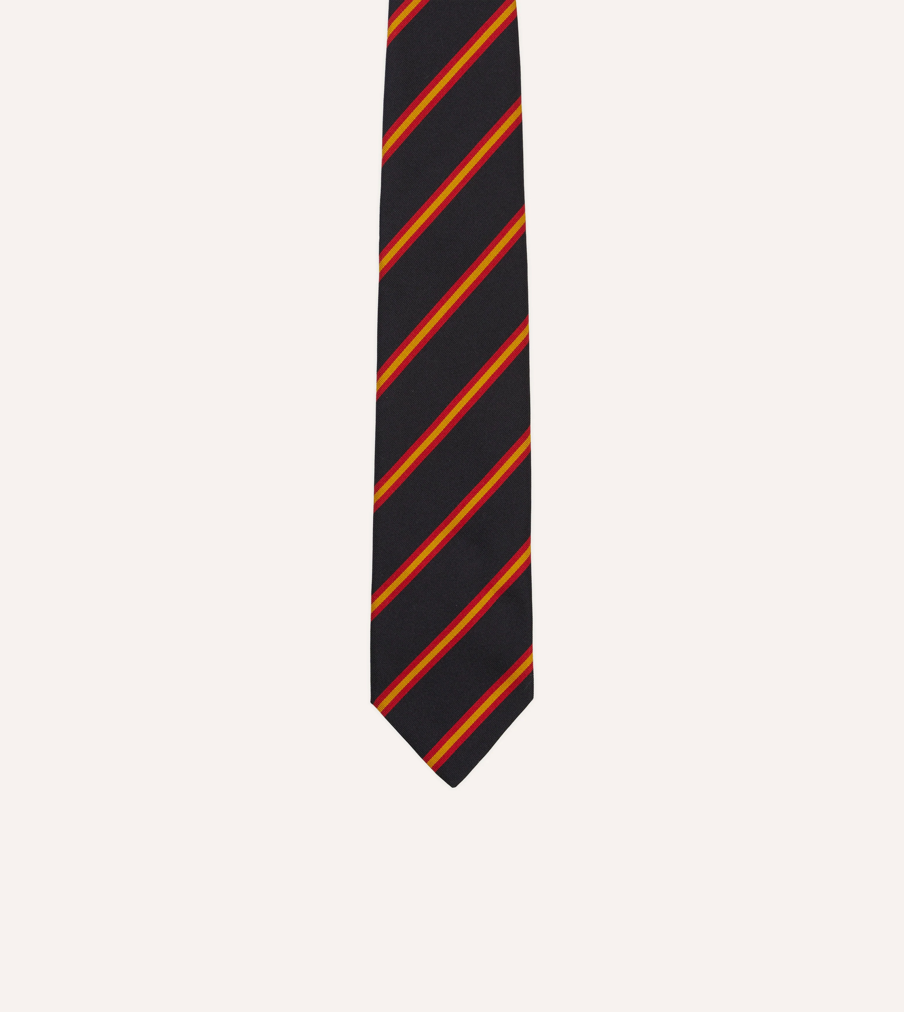 Navy, Red and Gold Sandwich Stripe Mogador Silk Tipped Tie - Image 3