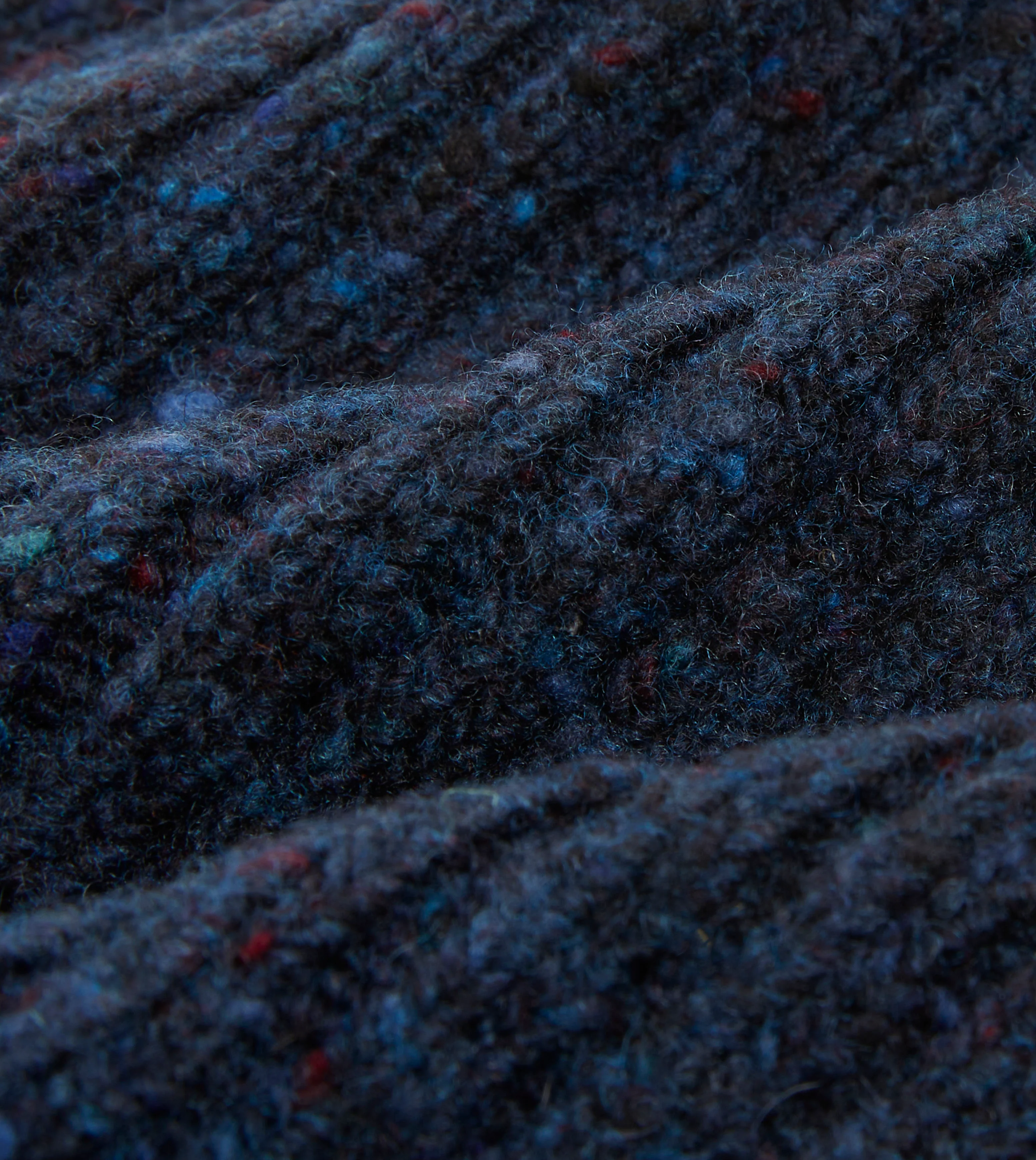Navy Ribbed Merino Donegal Knit Cap - Image 2