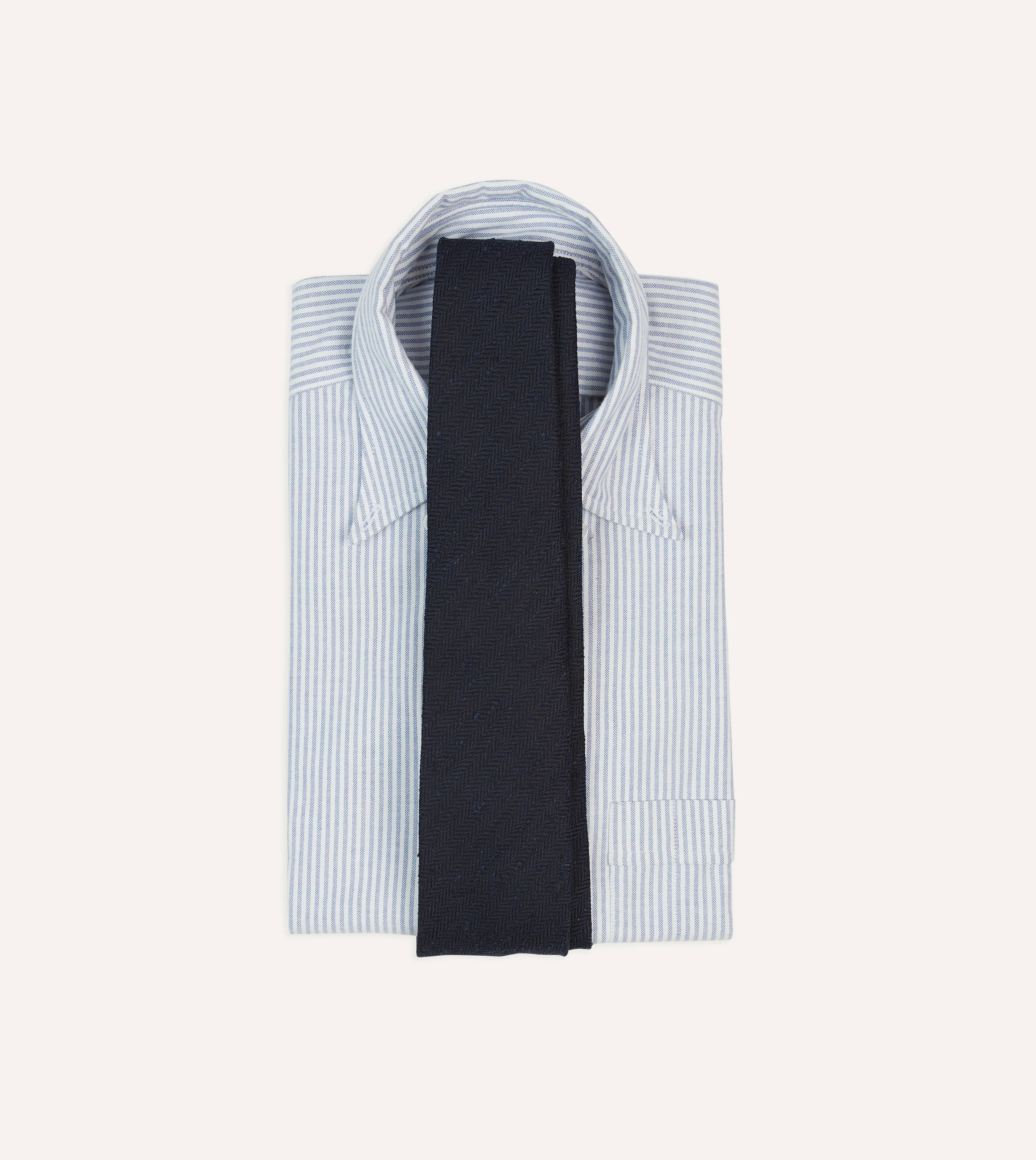 Navy Shantung Silk Hand-Rolled Tie - Image 2