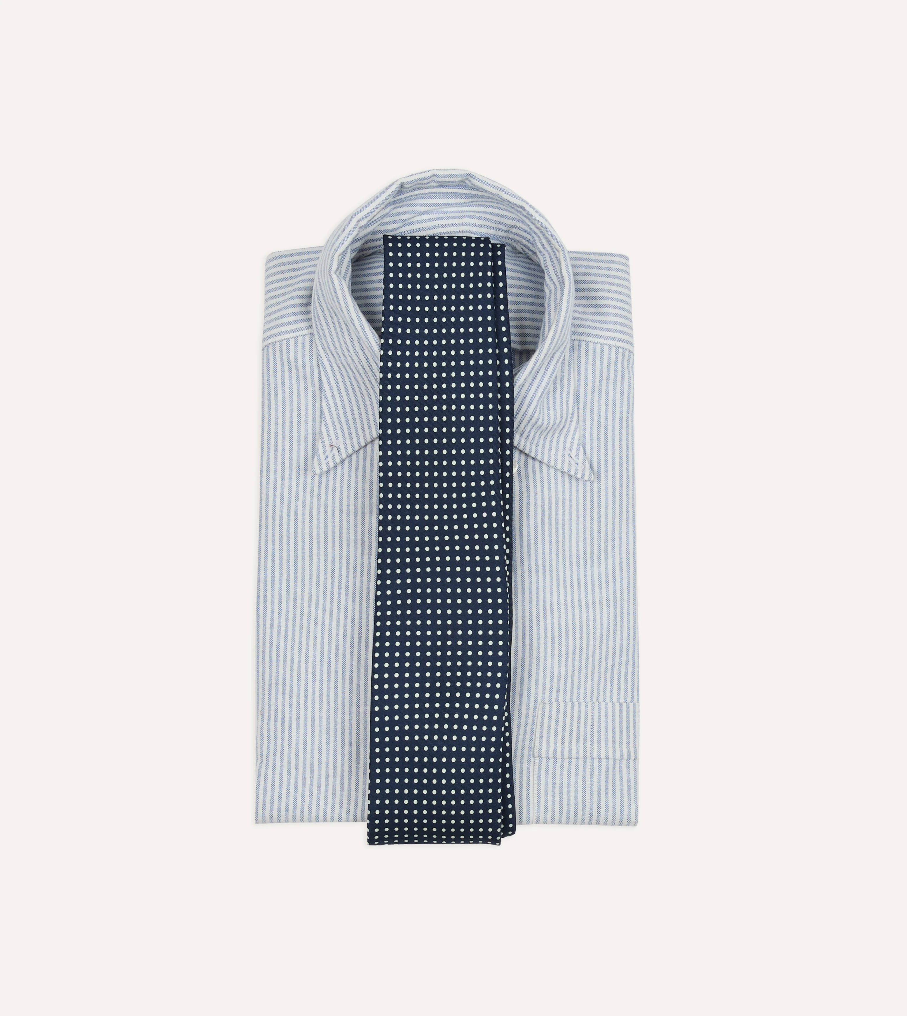 Navy Small Spot Silk Self-Tipped Tie - Image 2