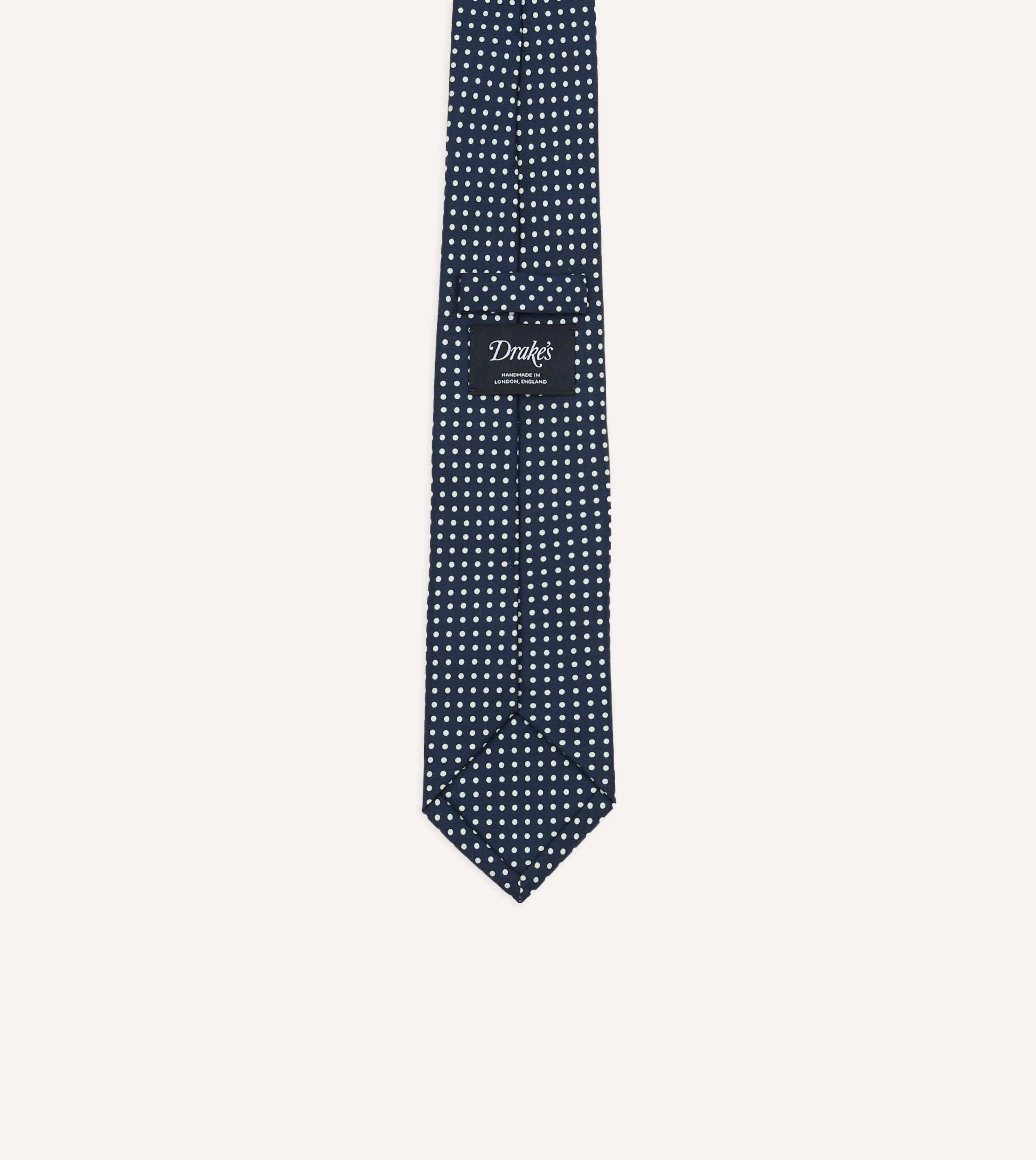Navy Small Spot Silk Self-Tipped Tie - Image 4