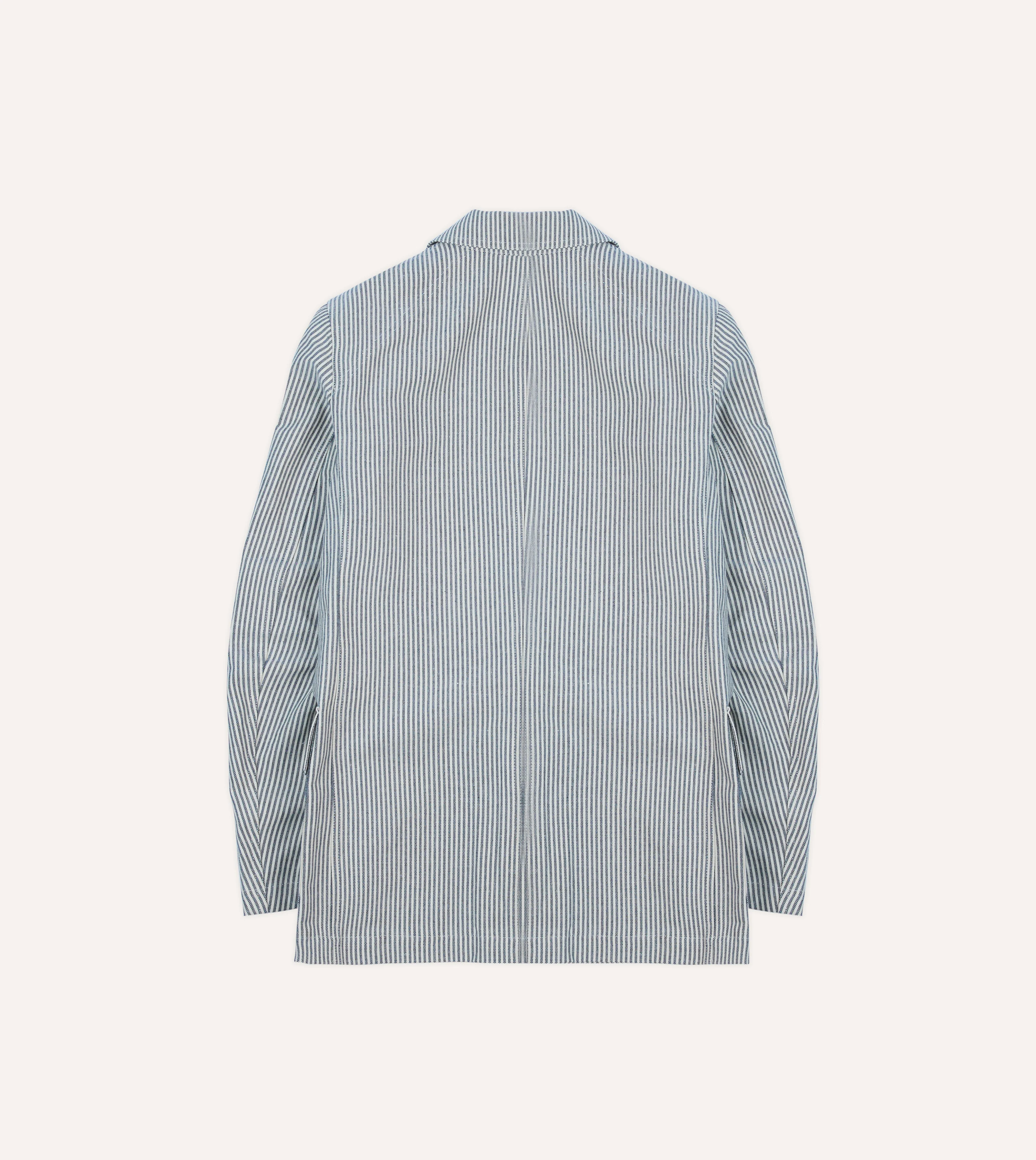 Navy Ticking Stripe Cotton Linen Games Blazer Mk. I - Image 8