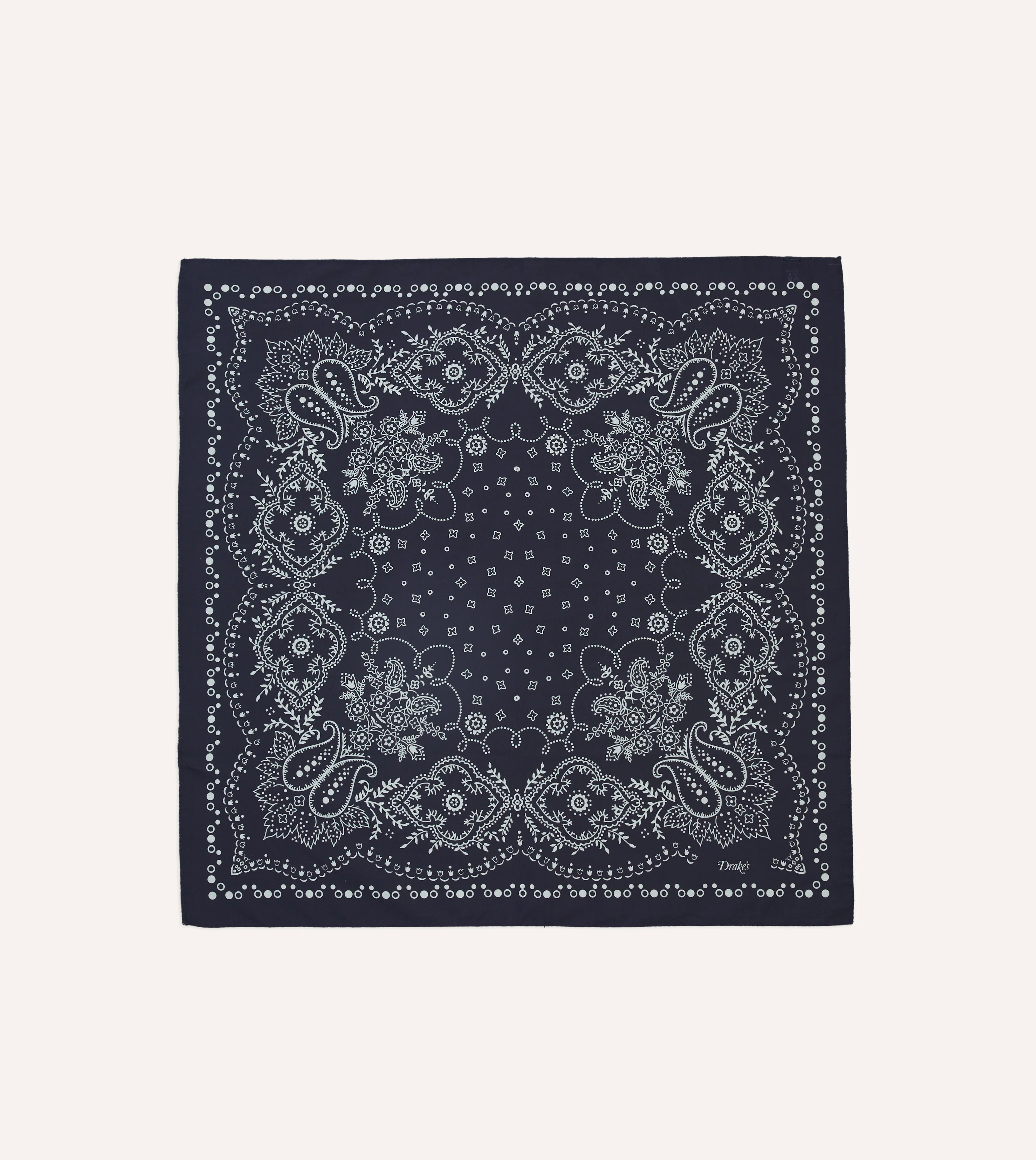 Navy Trad Paisley Print Cotton Bandana