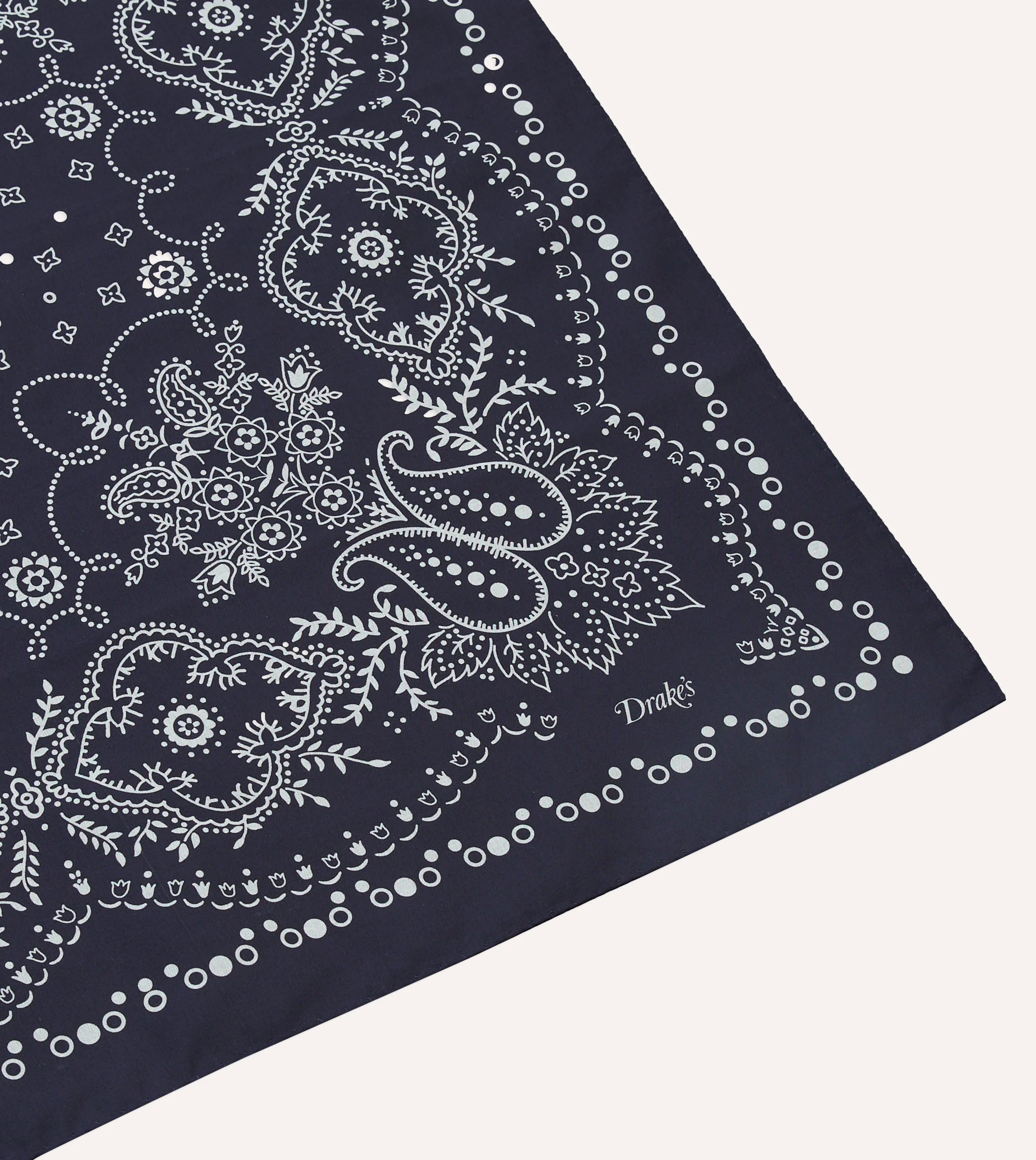 Navy Trad Paisley Print Cotton Bandana - Image 3
