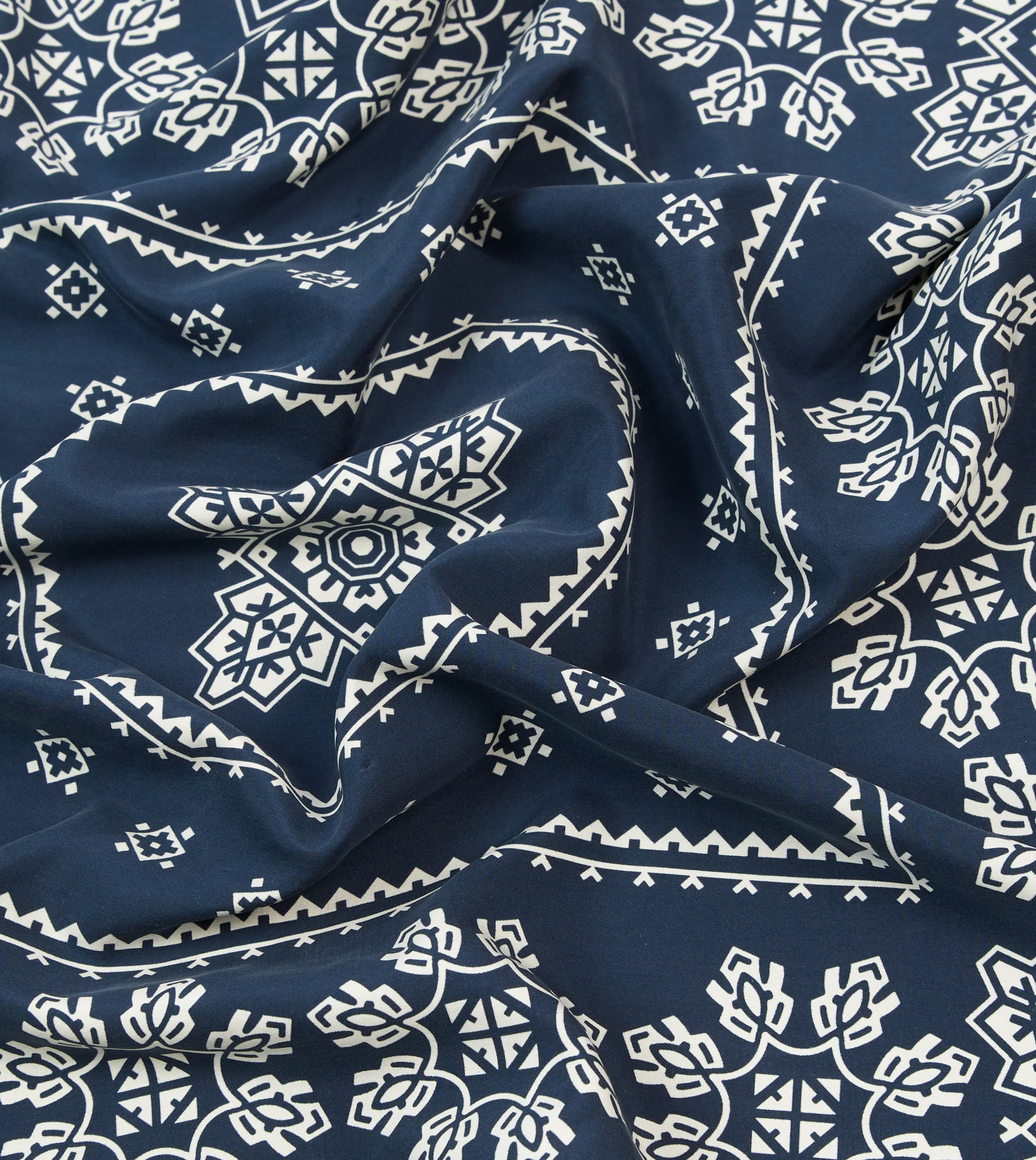 Navy Traditional Print Silk Bandana - Image 2