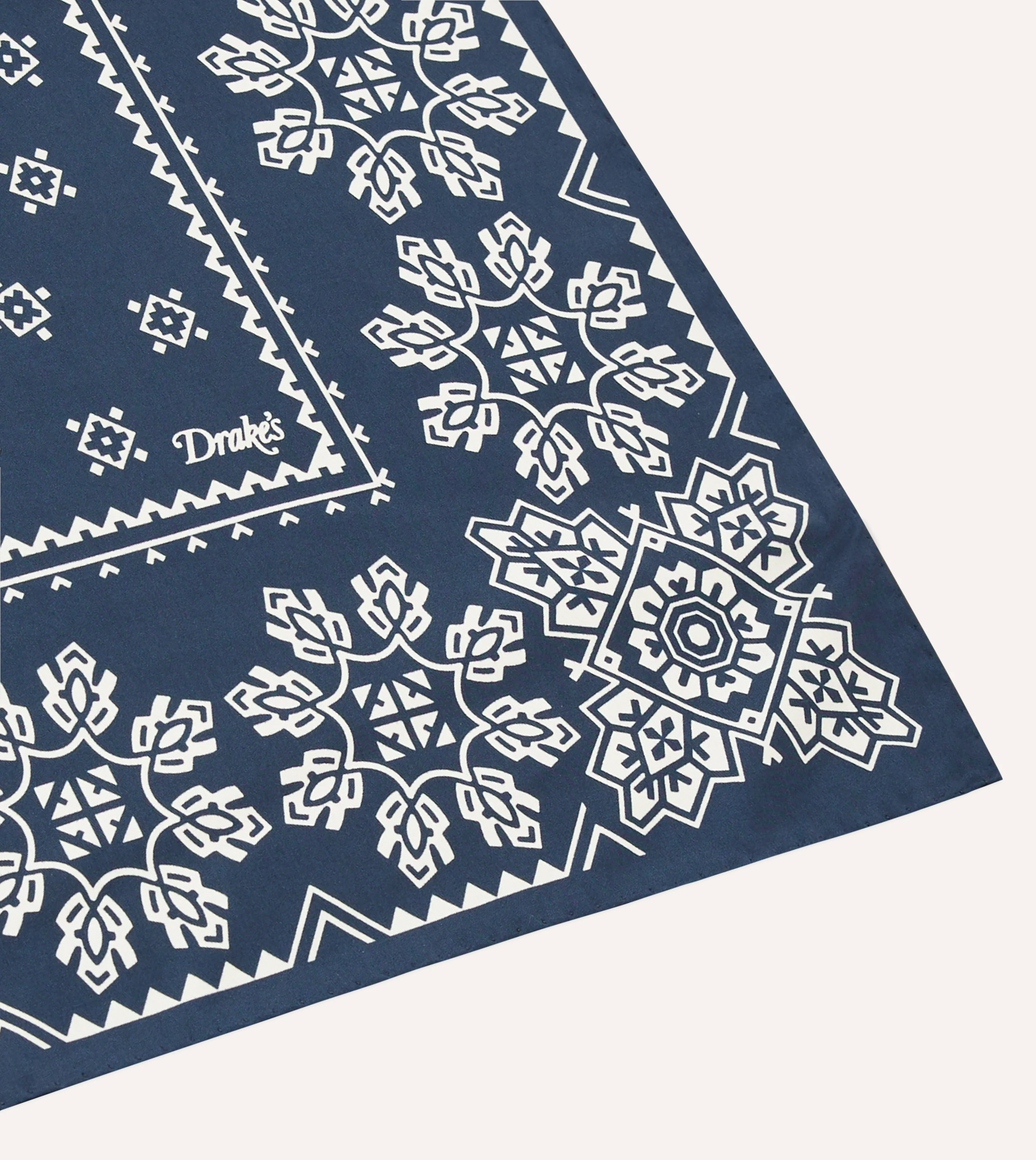 Navy Traditional Print Silk Bandana - Image 3