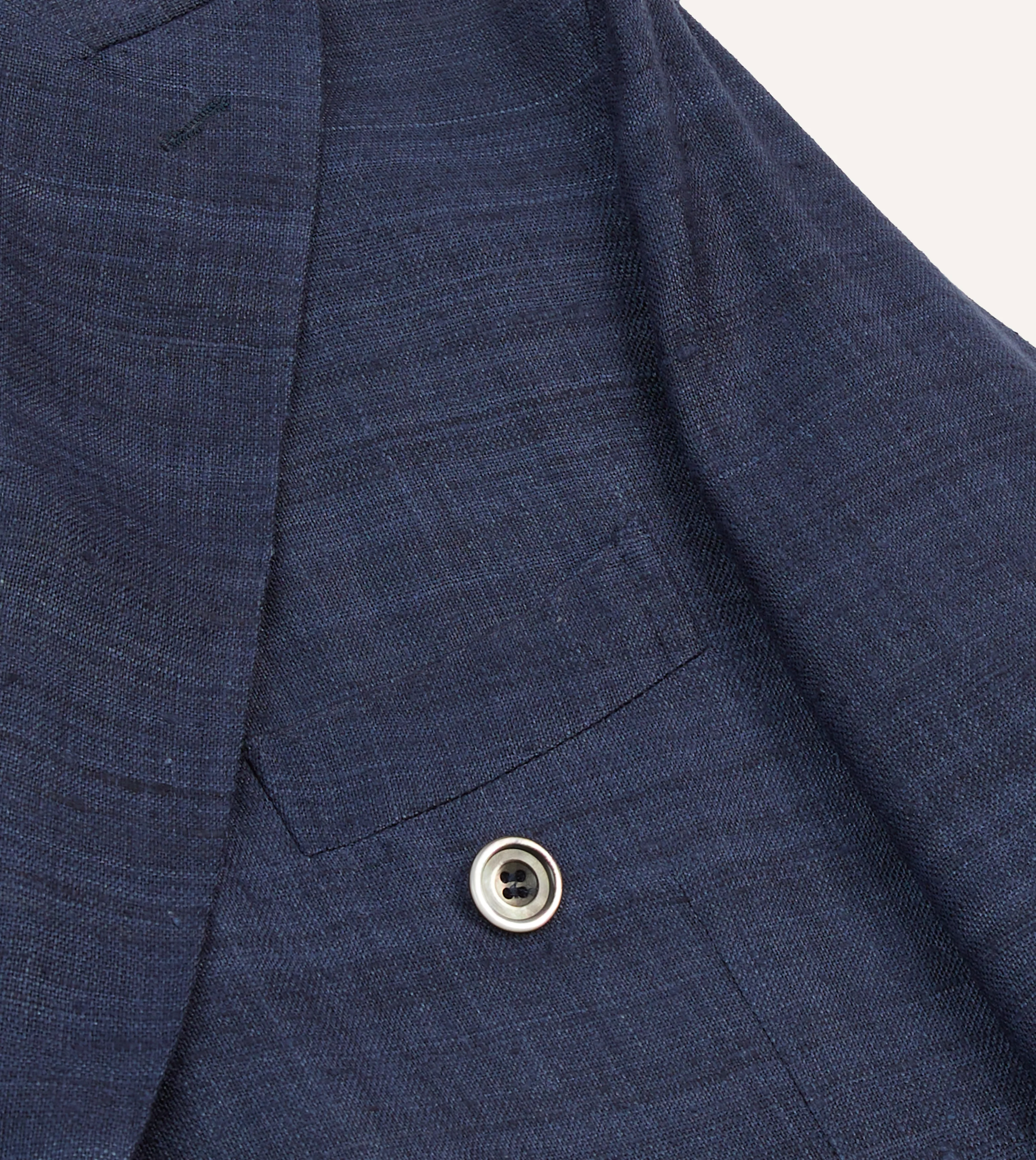 Navy Tussah Silk Double-Breasted Tailored Jacket - Image 4