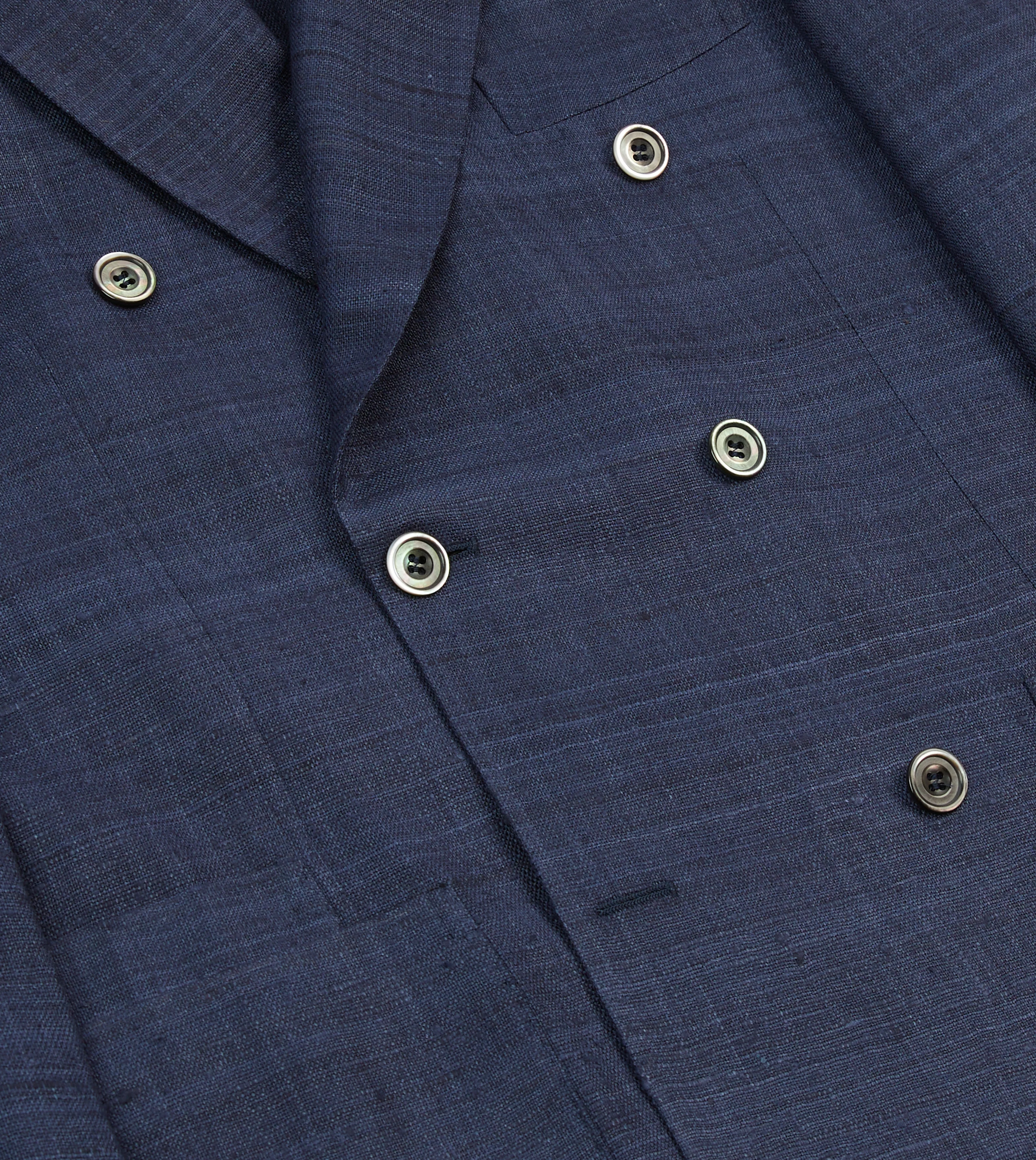 Navy Tussah Silk Double-Breasted Tailored Jacket - Image 5