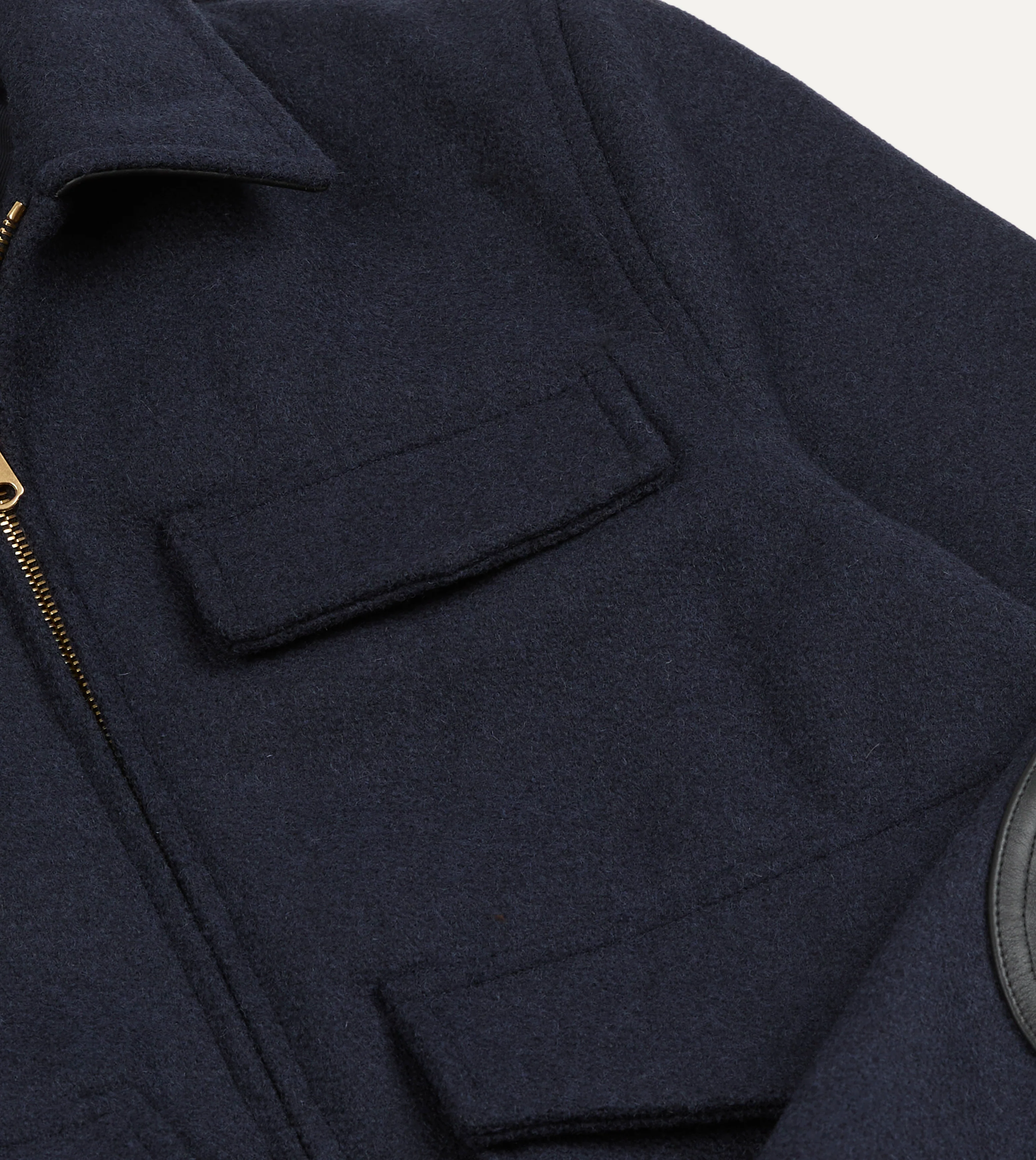 Navy Wool and Leather A-2 Bomber Jacket - Image 4