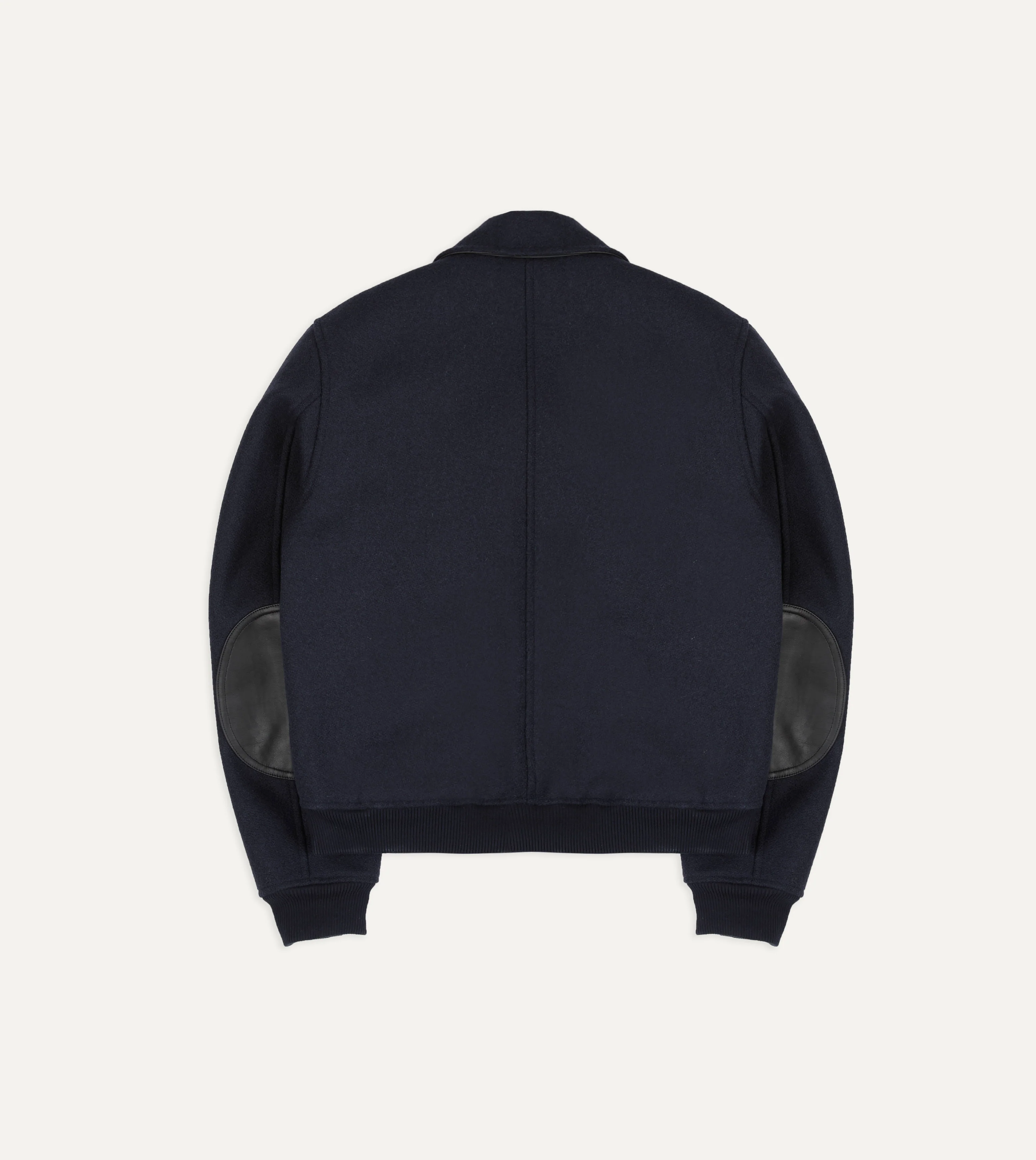Navy Wool and Leather A-2 Bomber Jacket - Image 8