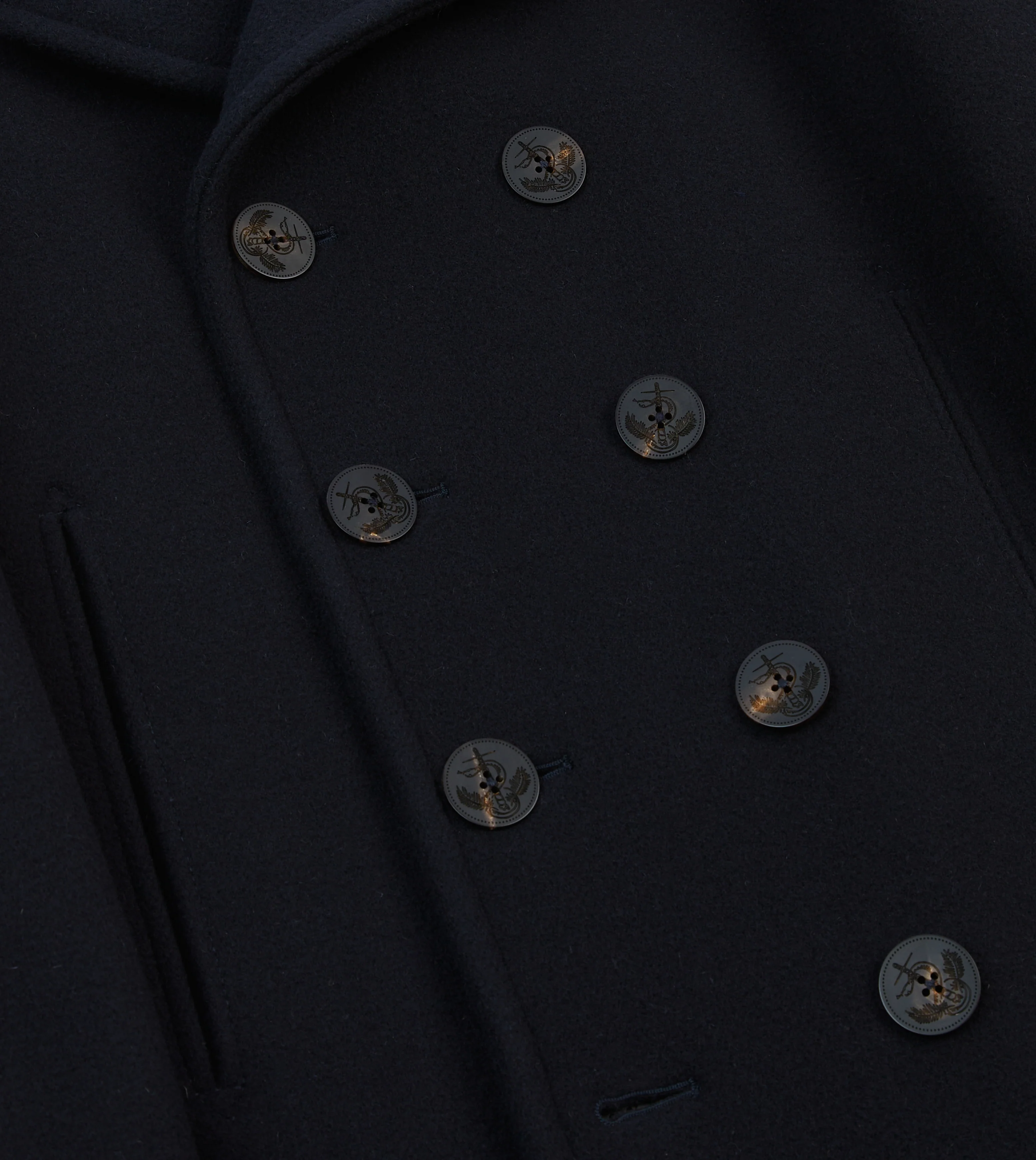 Navy Wool Double-Breasted Peacoat - Image 4