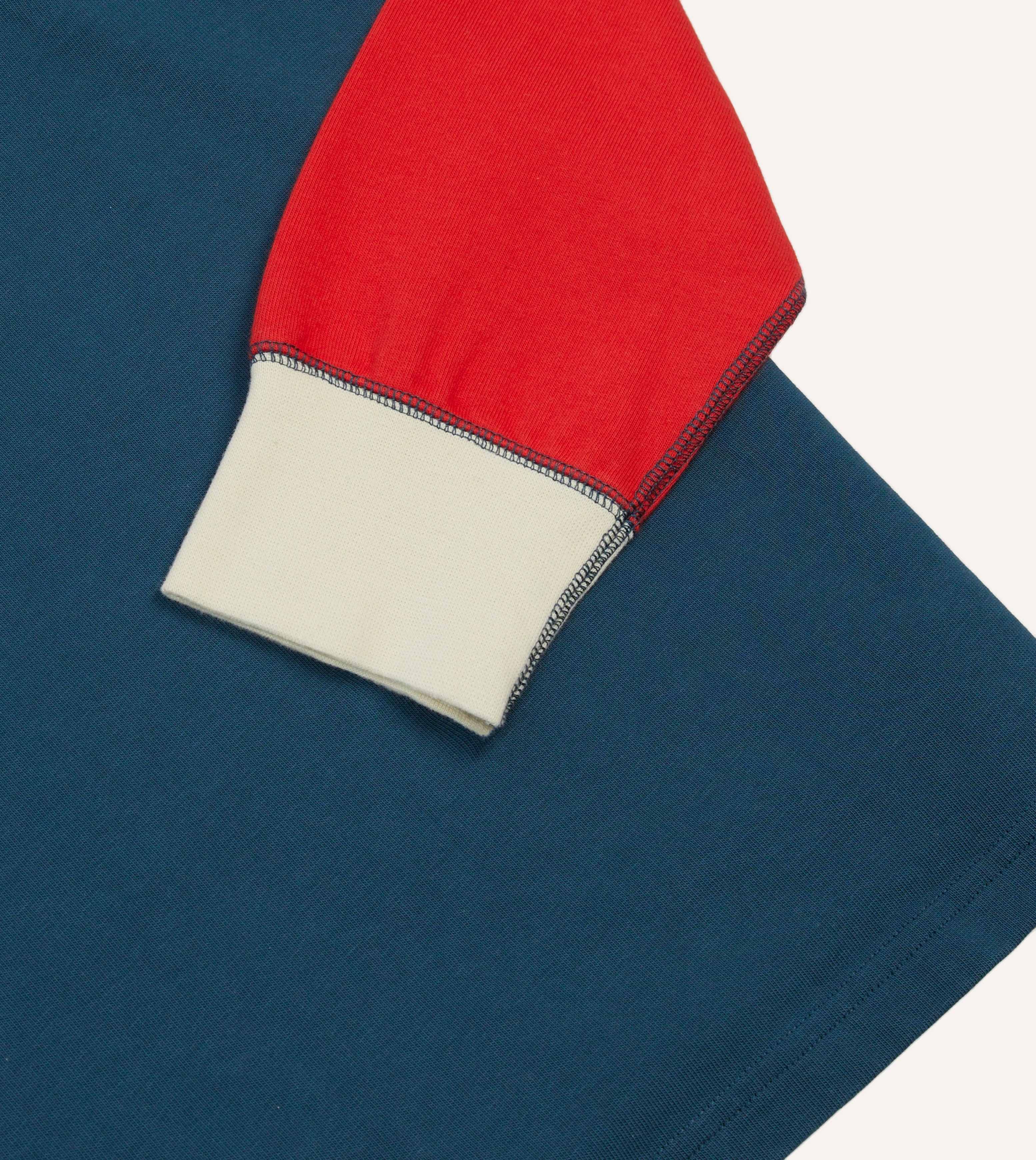 Navy, Yellow, Red and Green Colourblock Cotton Rugby Shirt - Image 5