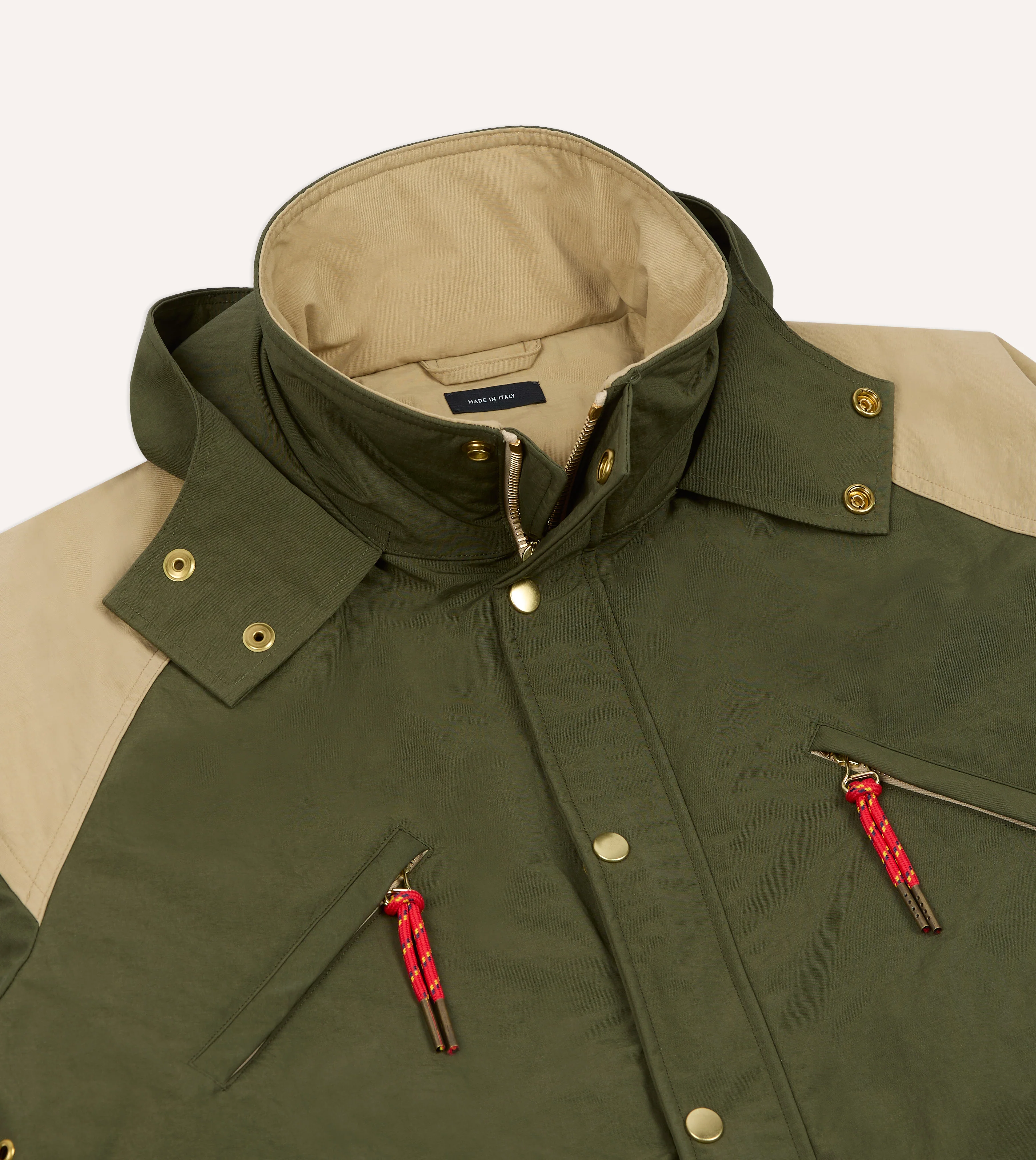 Olive and Ecru Nylon Windbreaker - Image 3