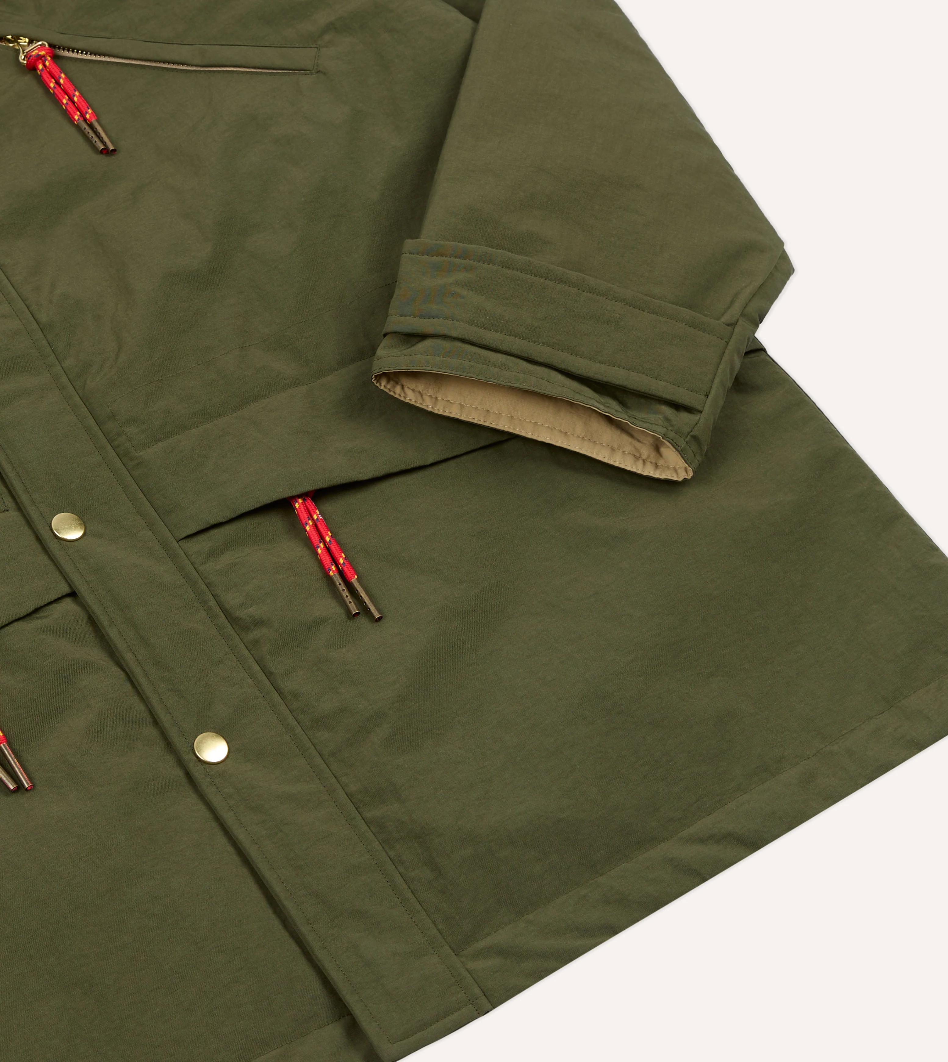 Olive and Ecru Nylon Windbreaker - Image 5