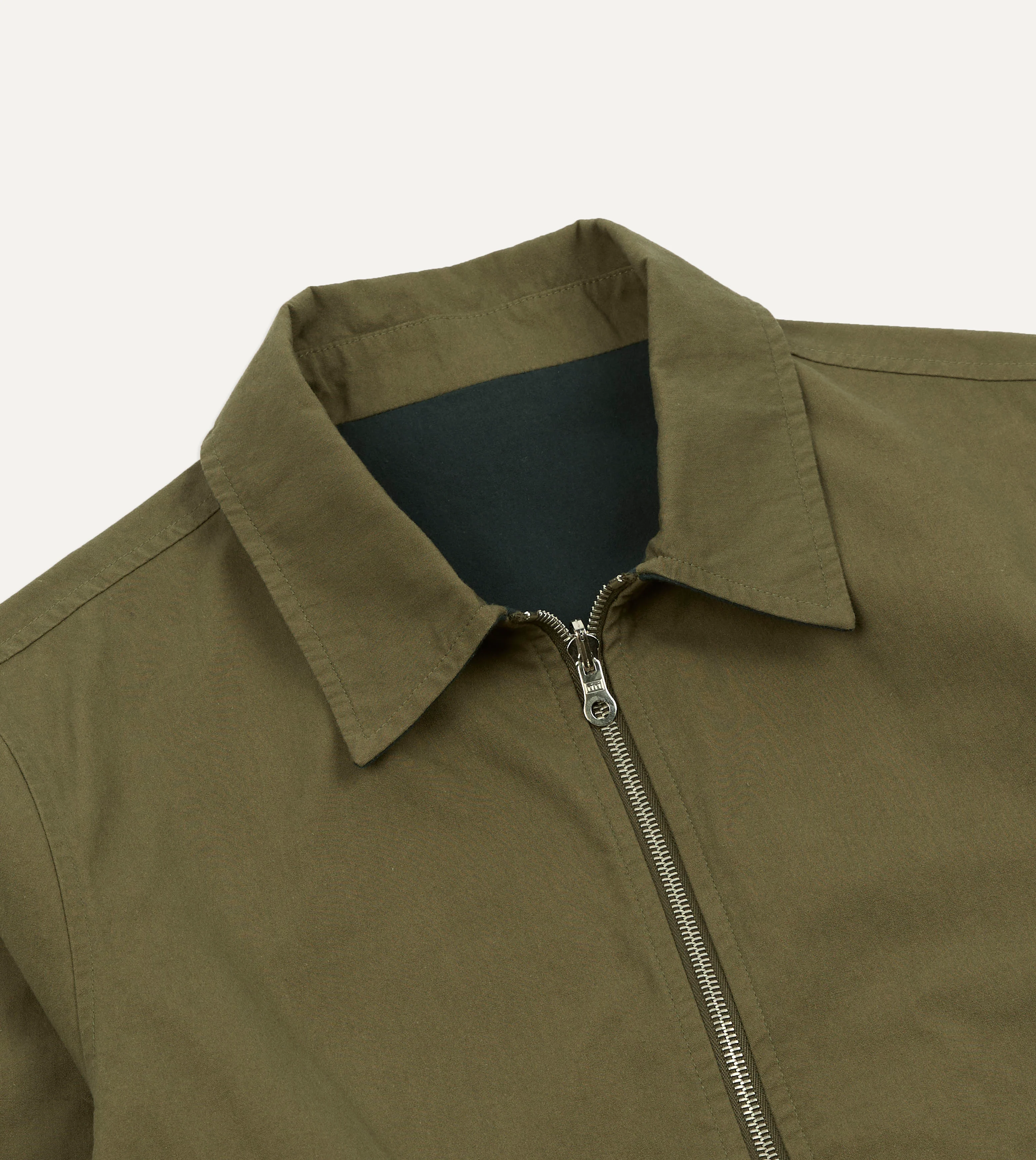 Olive and Navy Reversible Cotton Blouson Jacket - Image 5