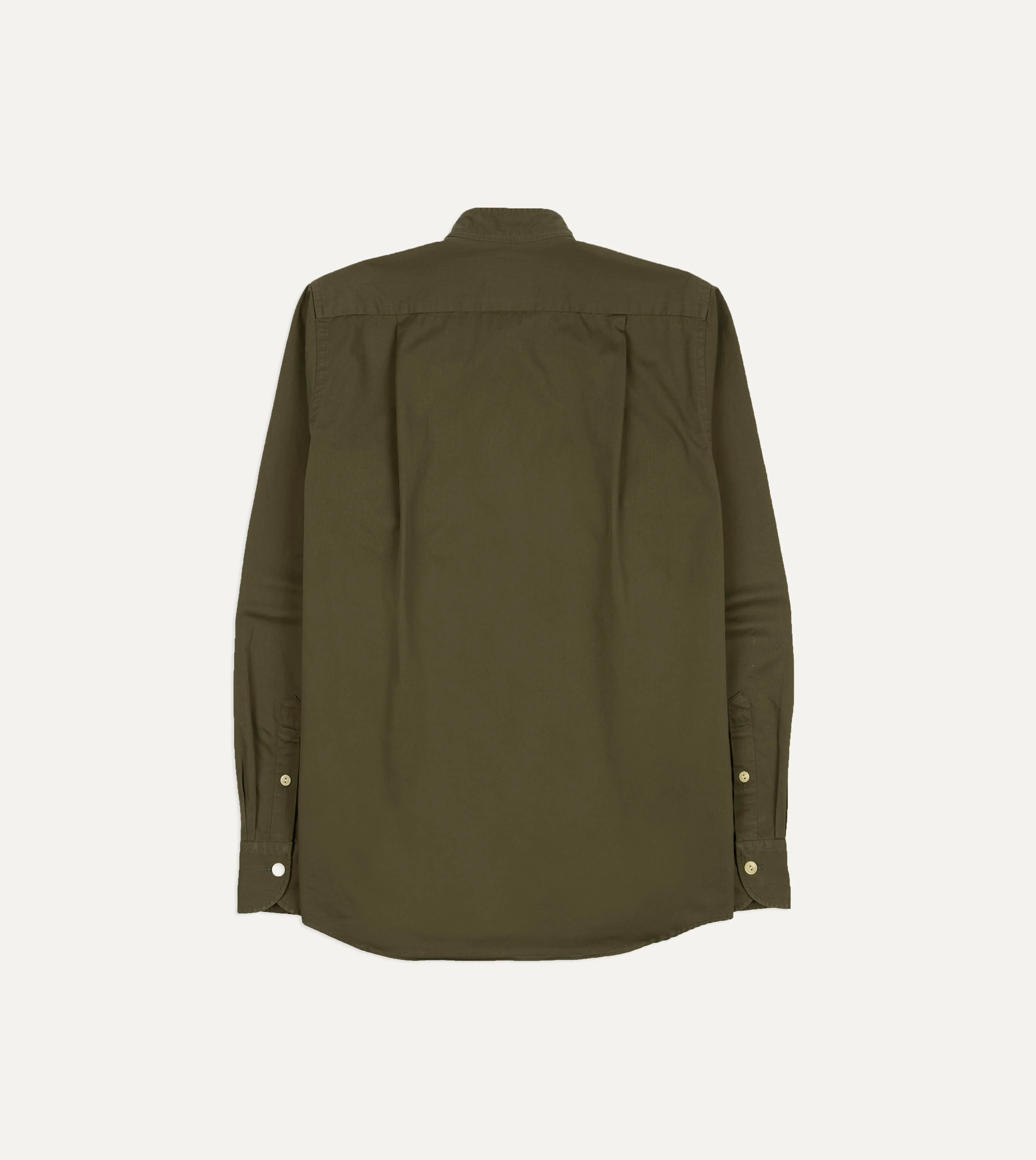Olive Cotton Mandarin Collar Shirt - Image 6
